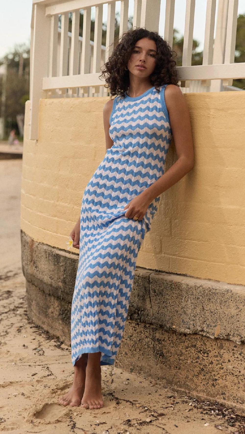 Minkpink Dina Stripe Knit Midi Dress