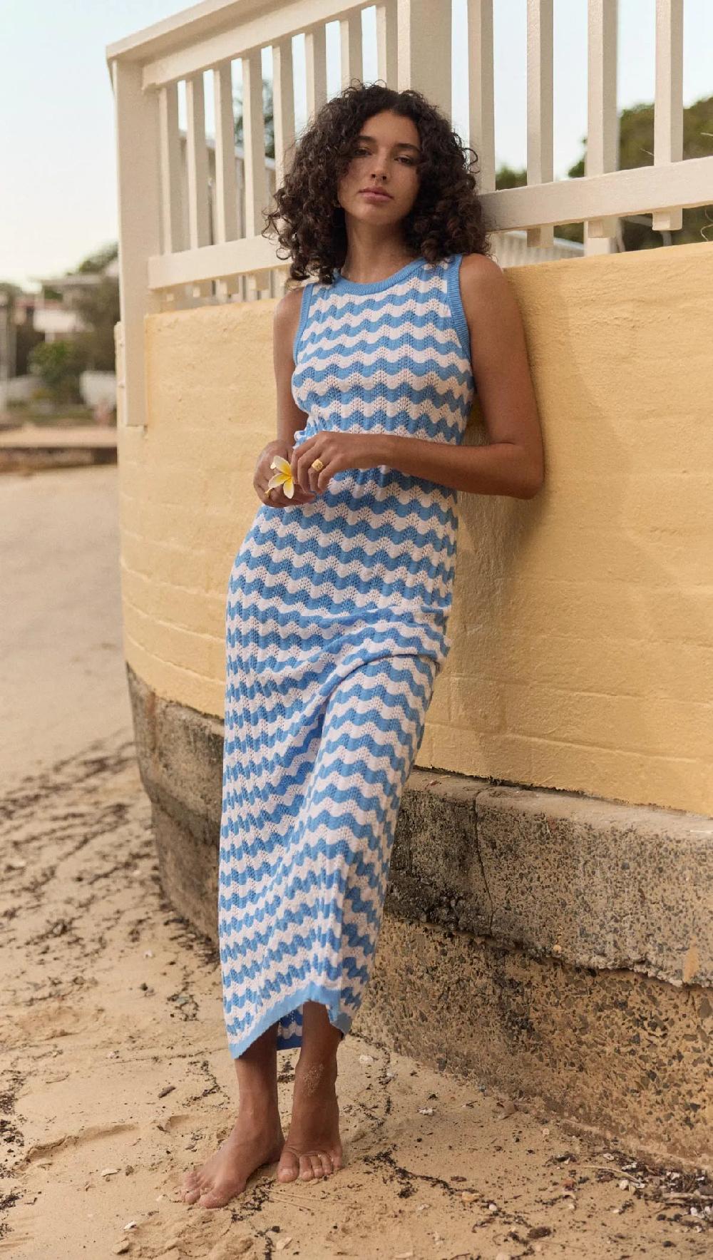 Minkpink Dina Stripe Knit Midi Dress