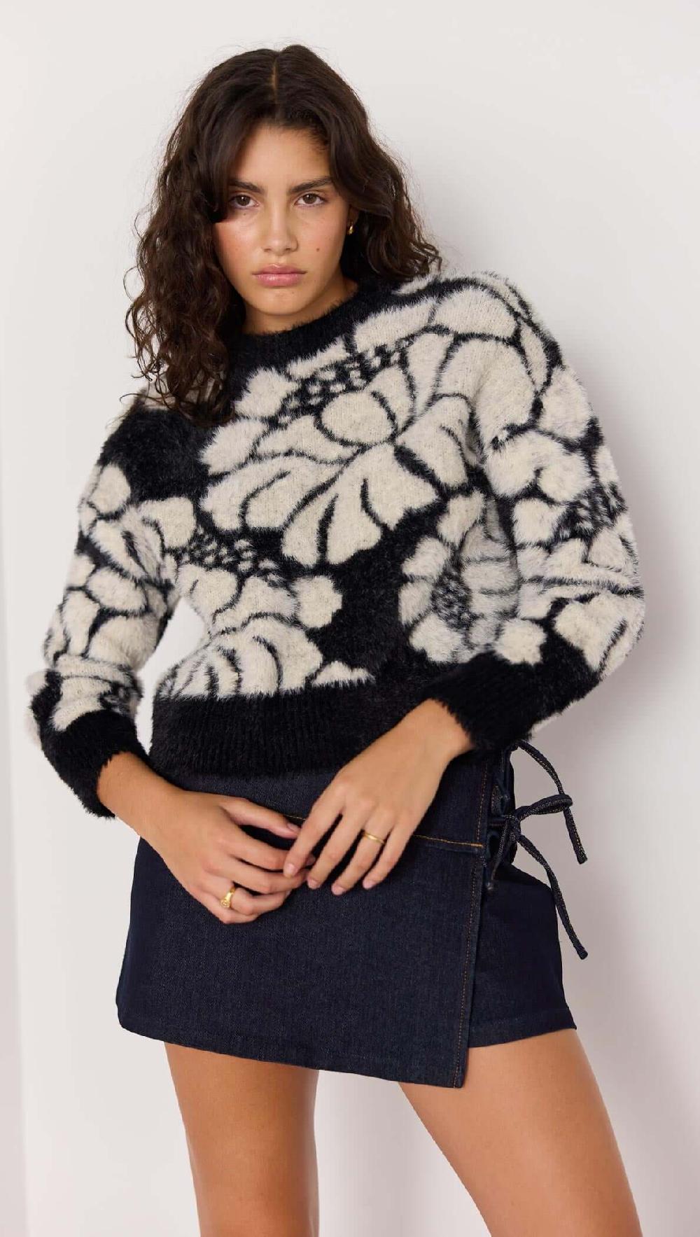 minkpink Eden Intarzia Knit Sweater