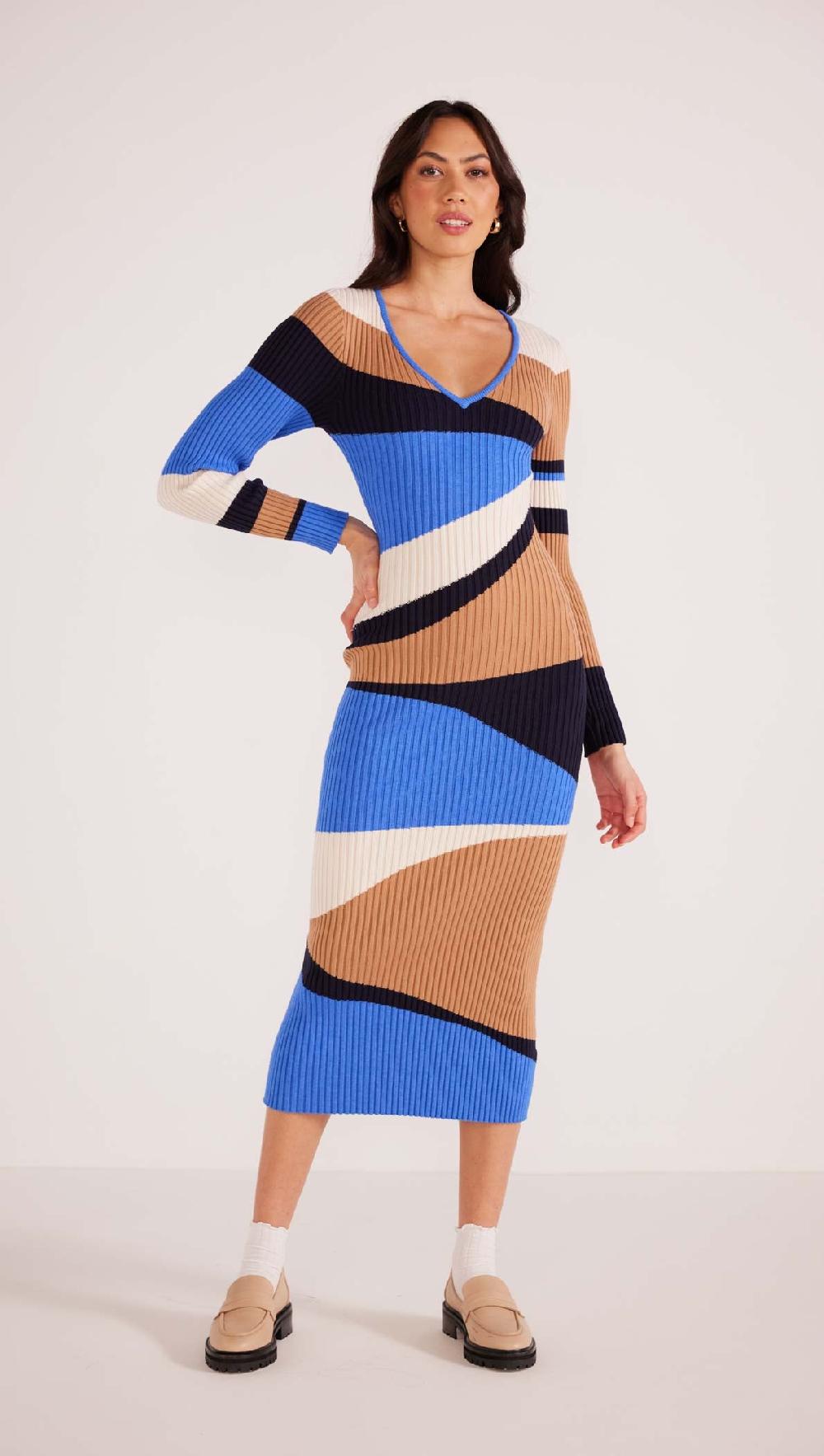 Minkpink Edras Intarsia Knit Midi Dress - Final Sale