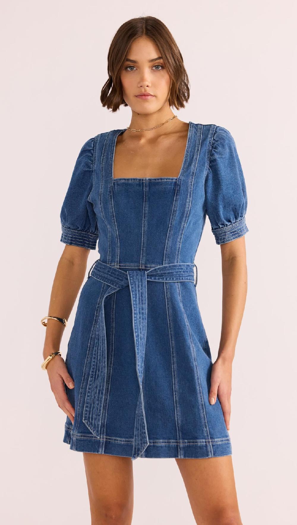 Minkpink Ellis Denim Panel Mini Dress