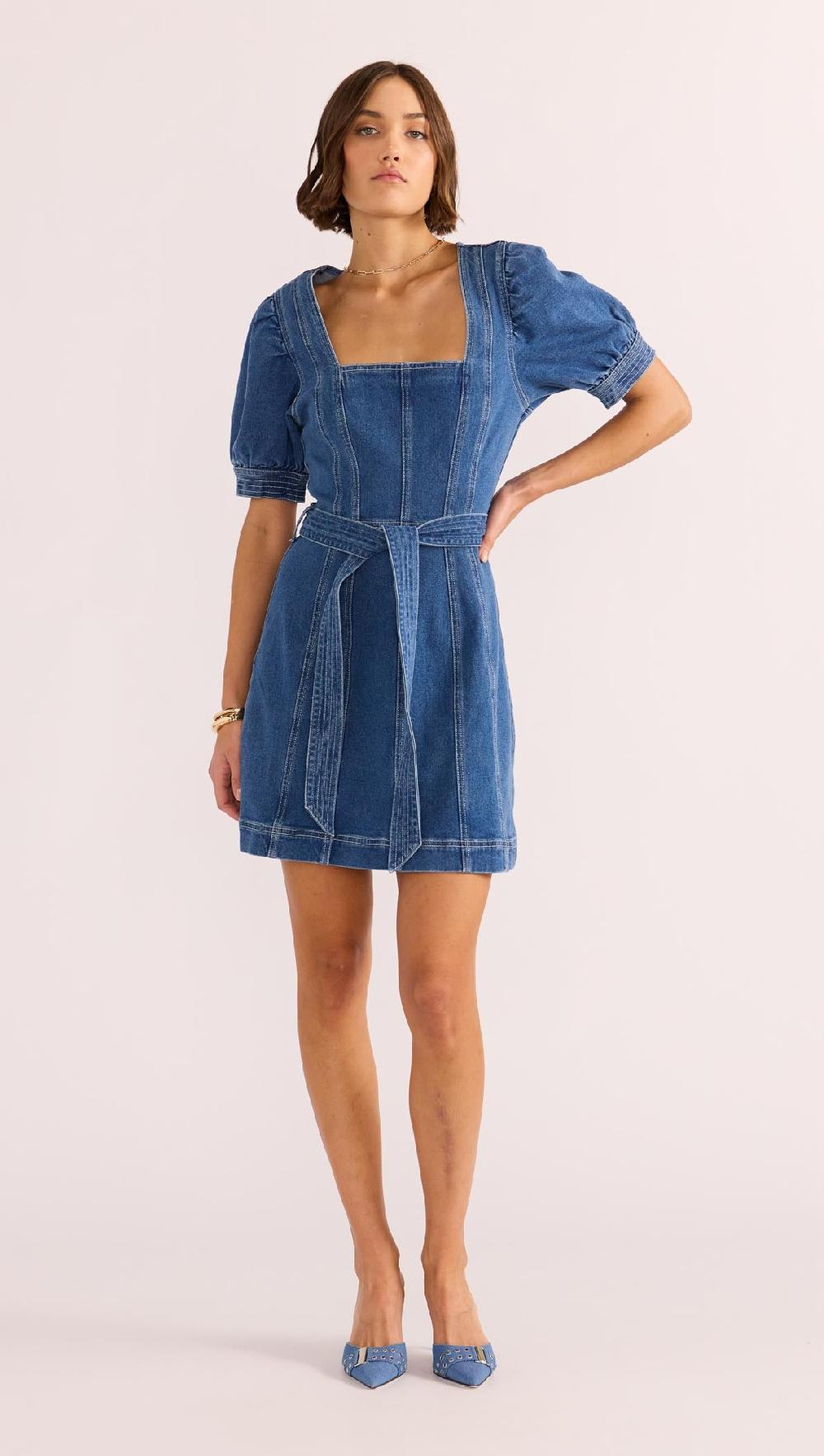 Minkpink Ellis Denim Panel Mini Dress