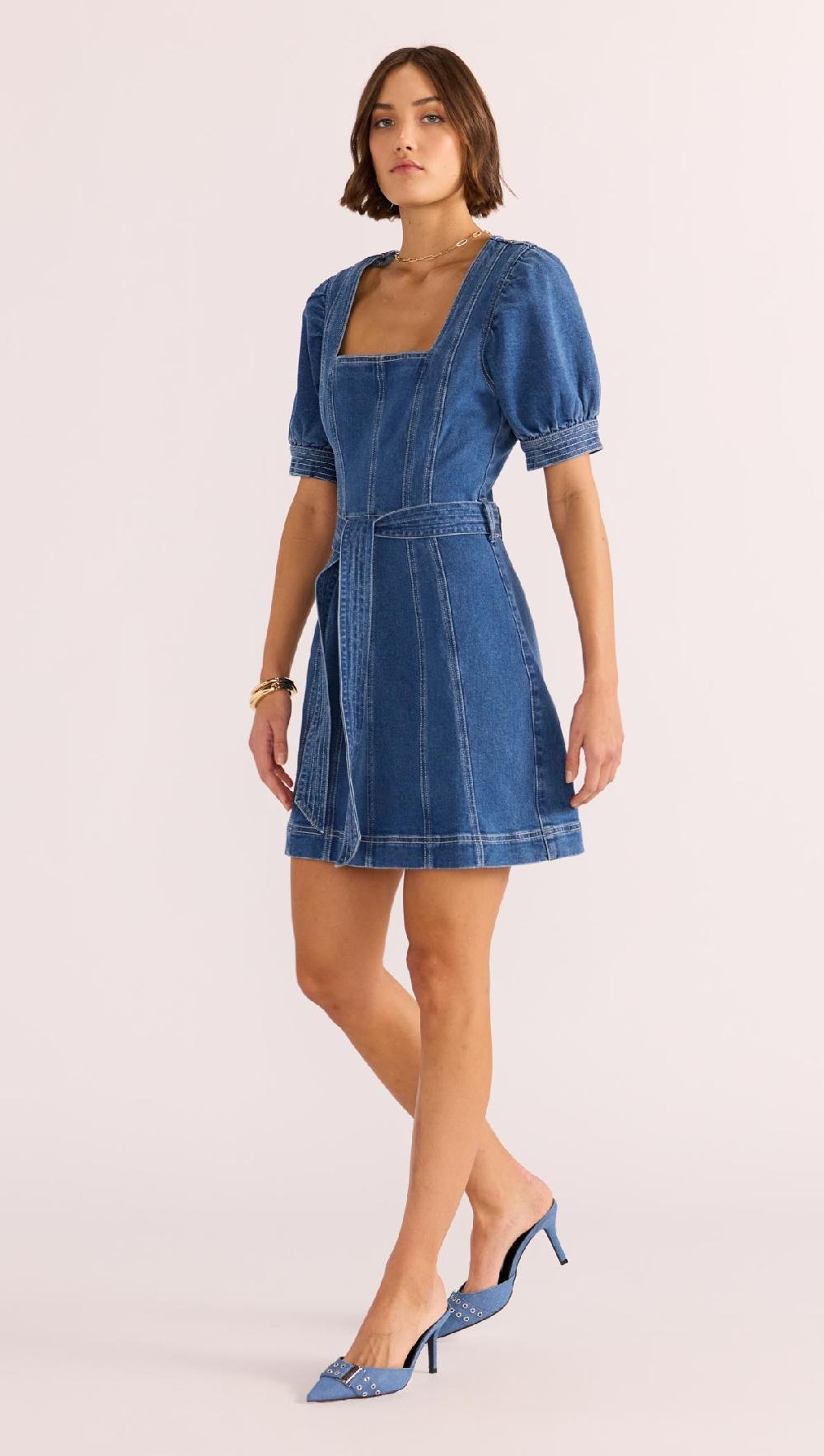 Minkpink Ellis Denim Panel Mini Dress