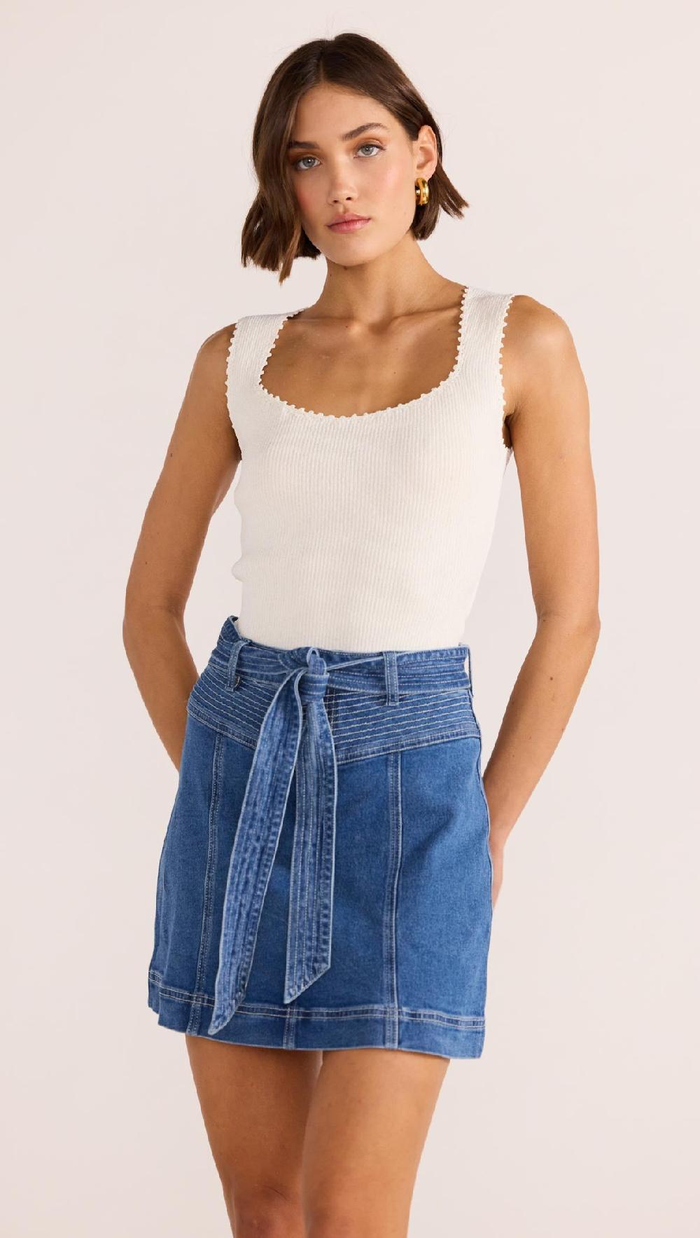Minkpink Ellis Denim Panel Mini Skirt