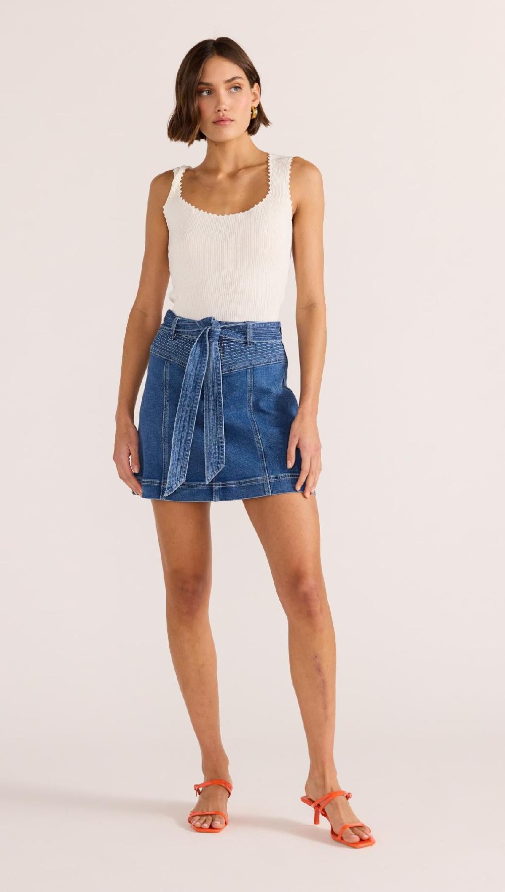 Minkpink Ellis Denim Panel Mini Skirt