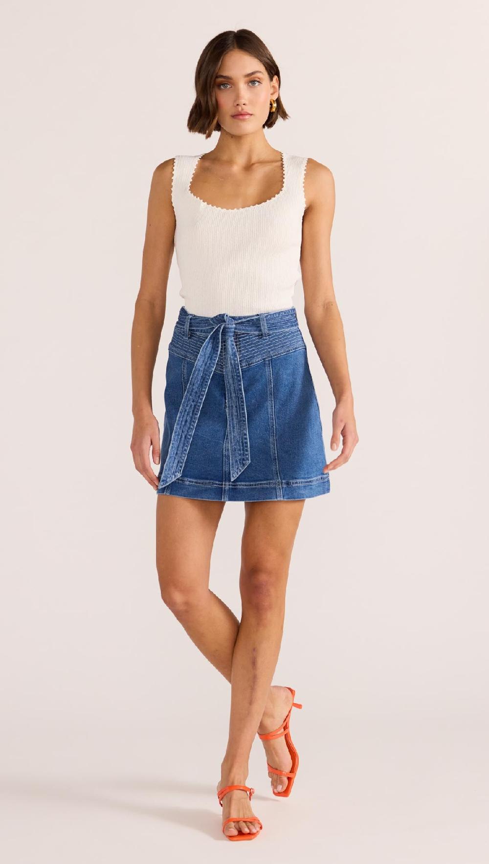 minkpink Ellis Denim Panel Mini Skirt