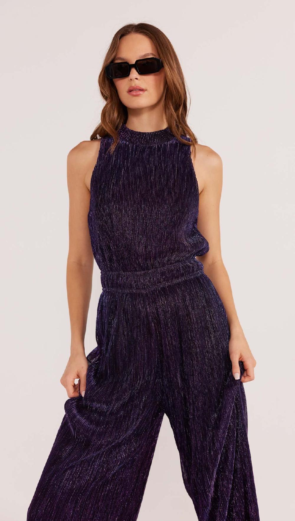 Minkpink Enya Lurex Plisse Jumpsuit - Final Sale