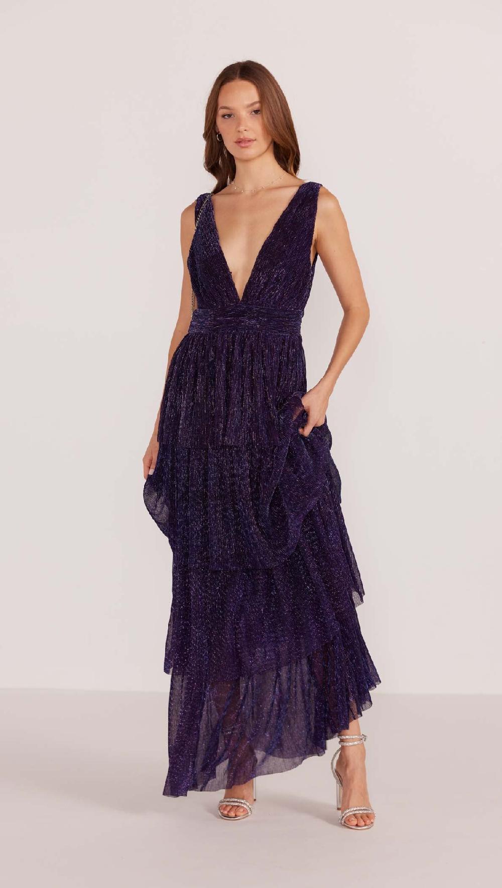 minkpink Enya Lurex Plisse Midi Dress - Final Sale