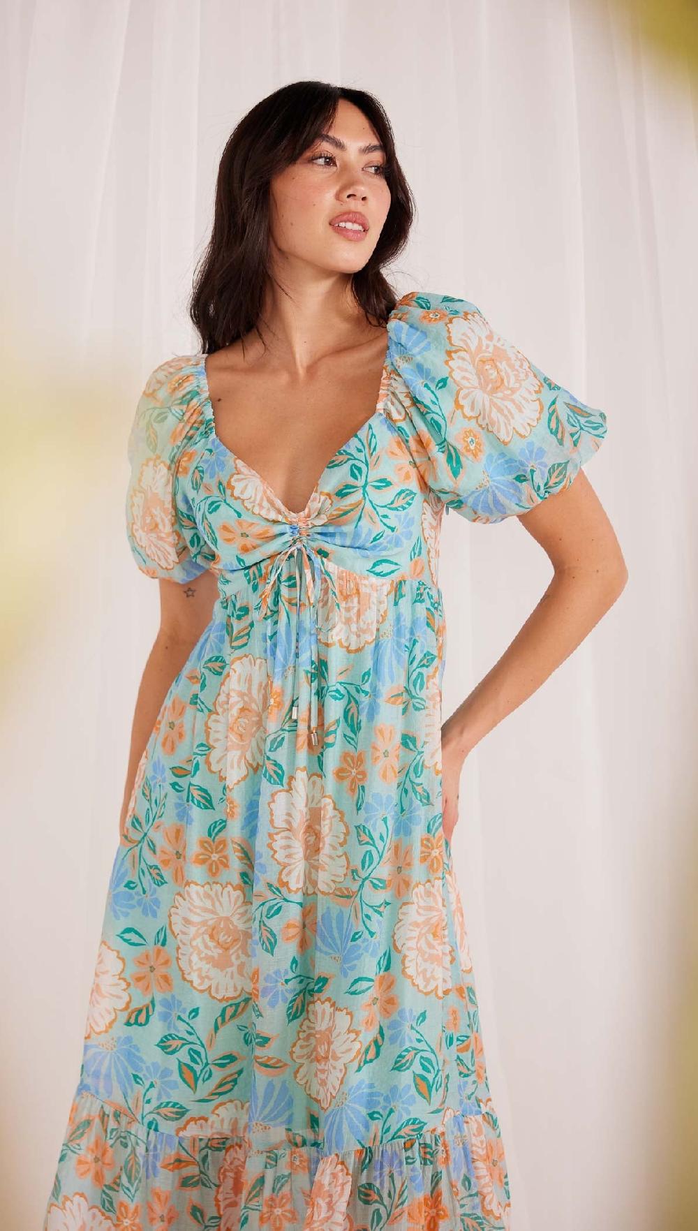 Minkpink Evelyn Puff Sleeve Midi Dress - Final Sale