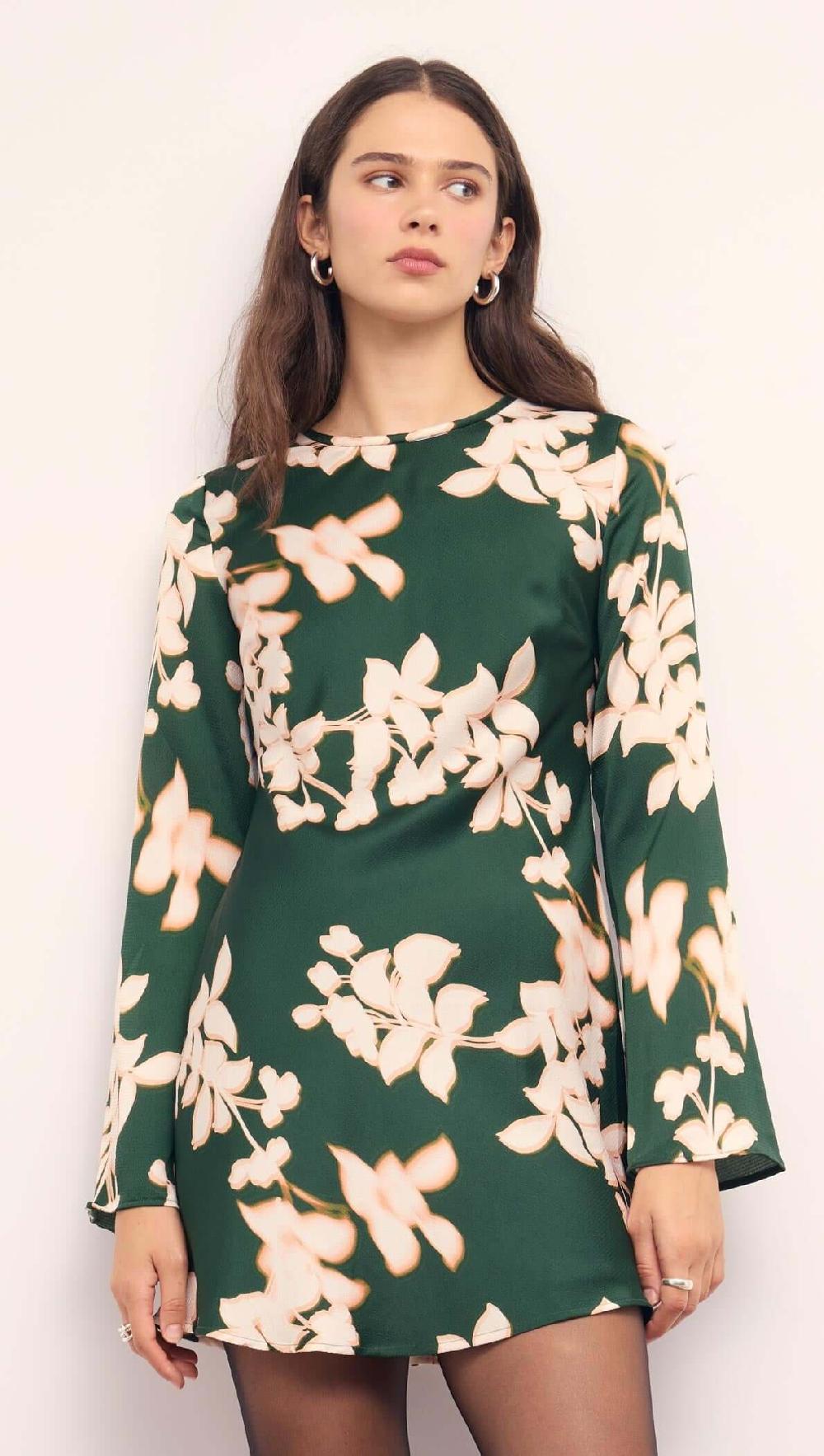 minkpink Green & Cream Floral Satin Mini Dress