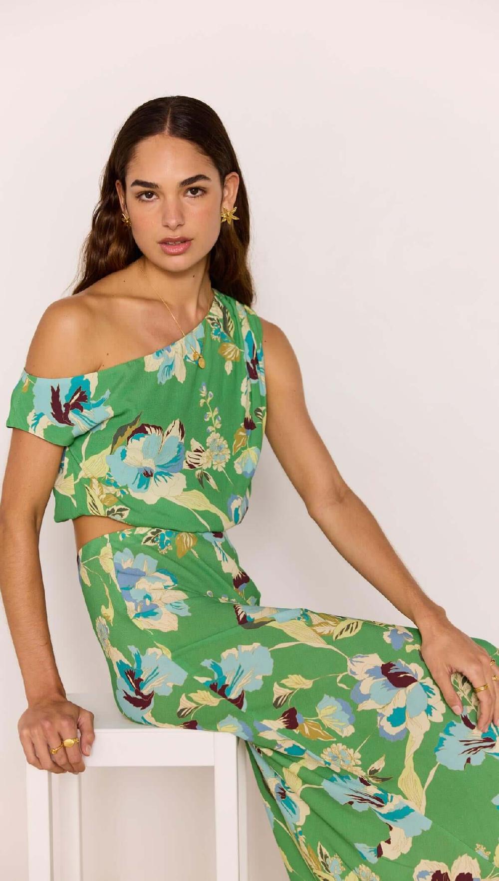 minkpink Green Floral Crop Top