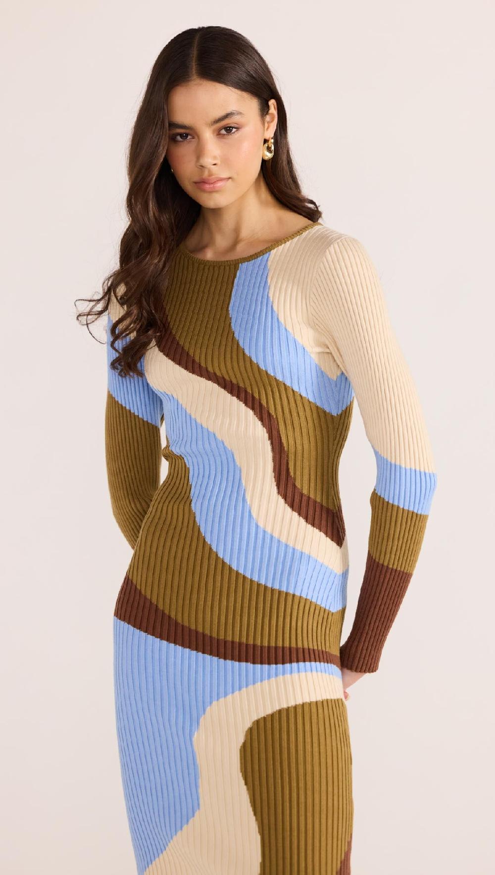 Minkpink Hanna Intarsia Knit Midi Dress