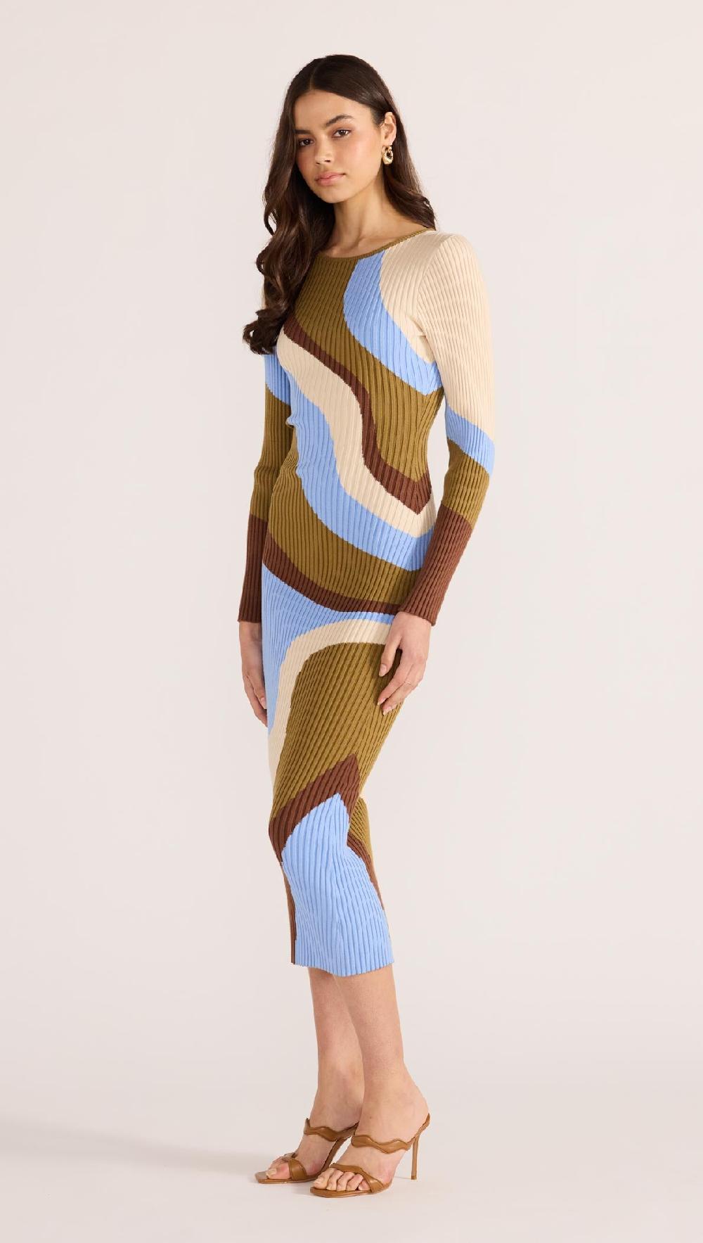 Minkpink Hanna Intarsia Knit Midi Dress