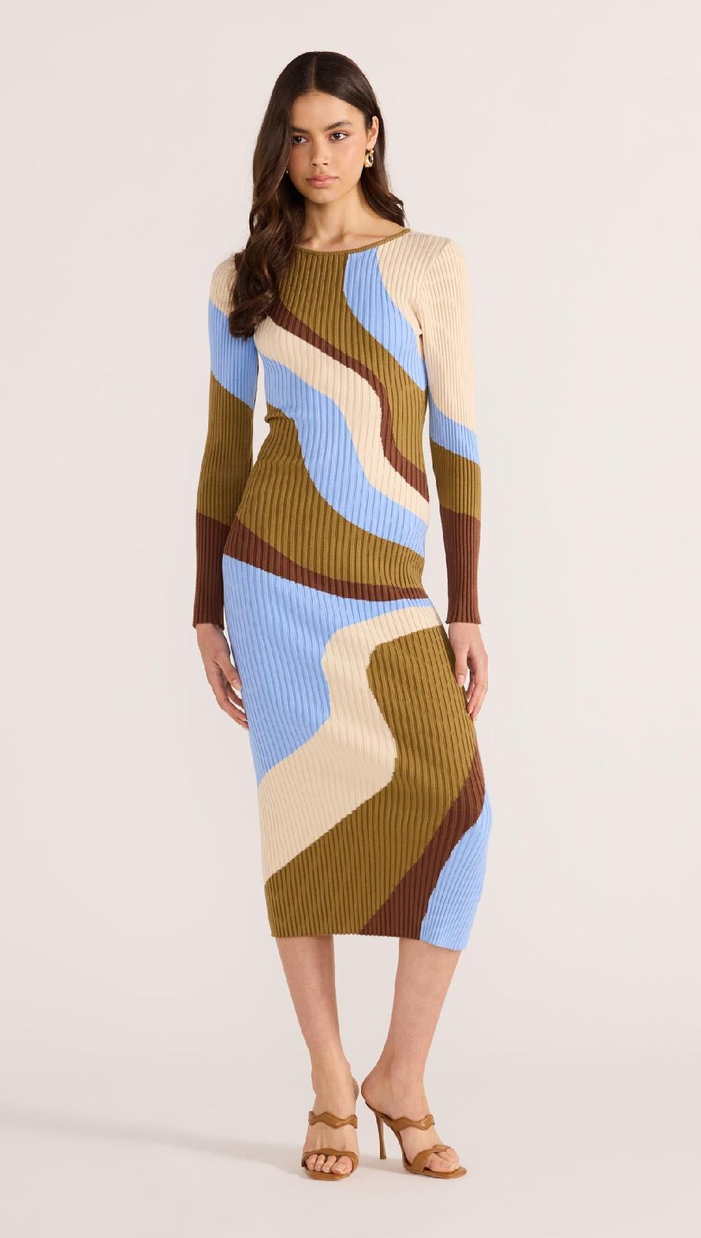 Minkpink Hanna Intarsia Knit Midi Dress