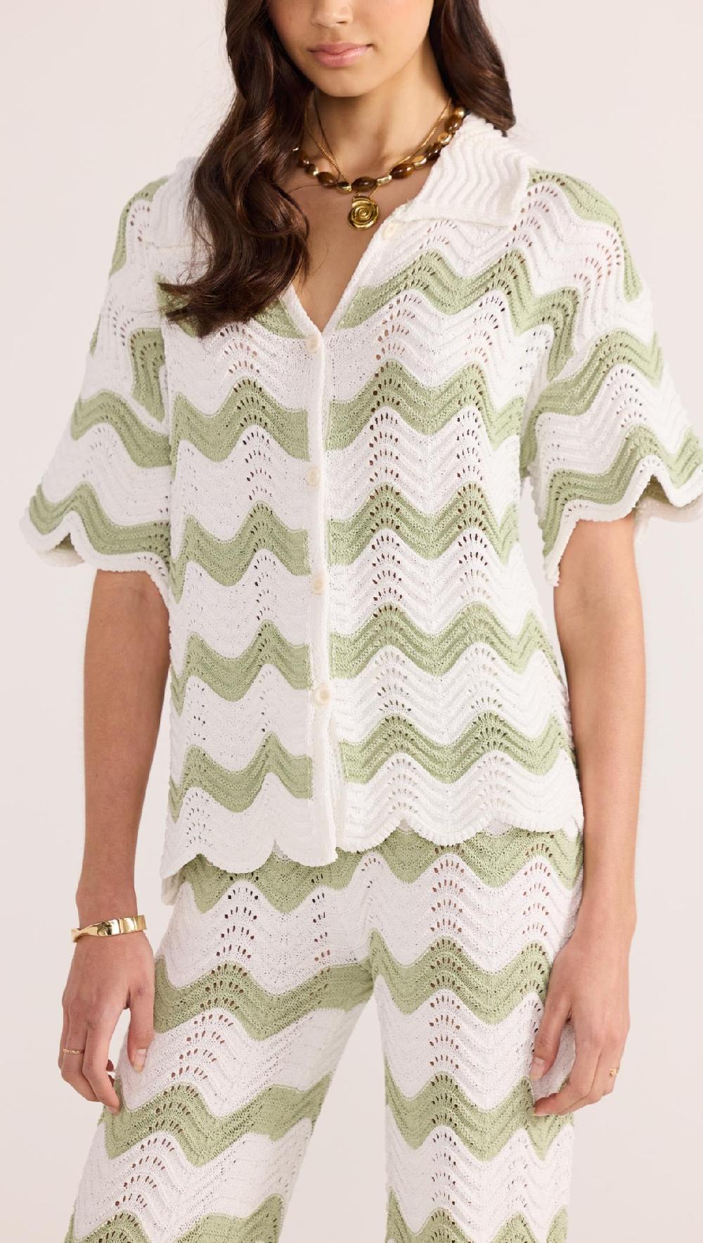 Minkpink Jayden Crochet Wave Shirt