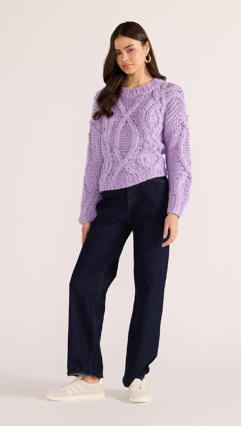 Minkpink Jennifer Cable Knit Jumper - Lilac