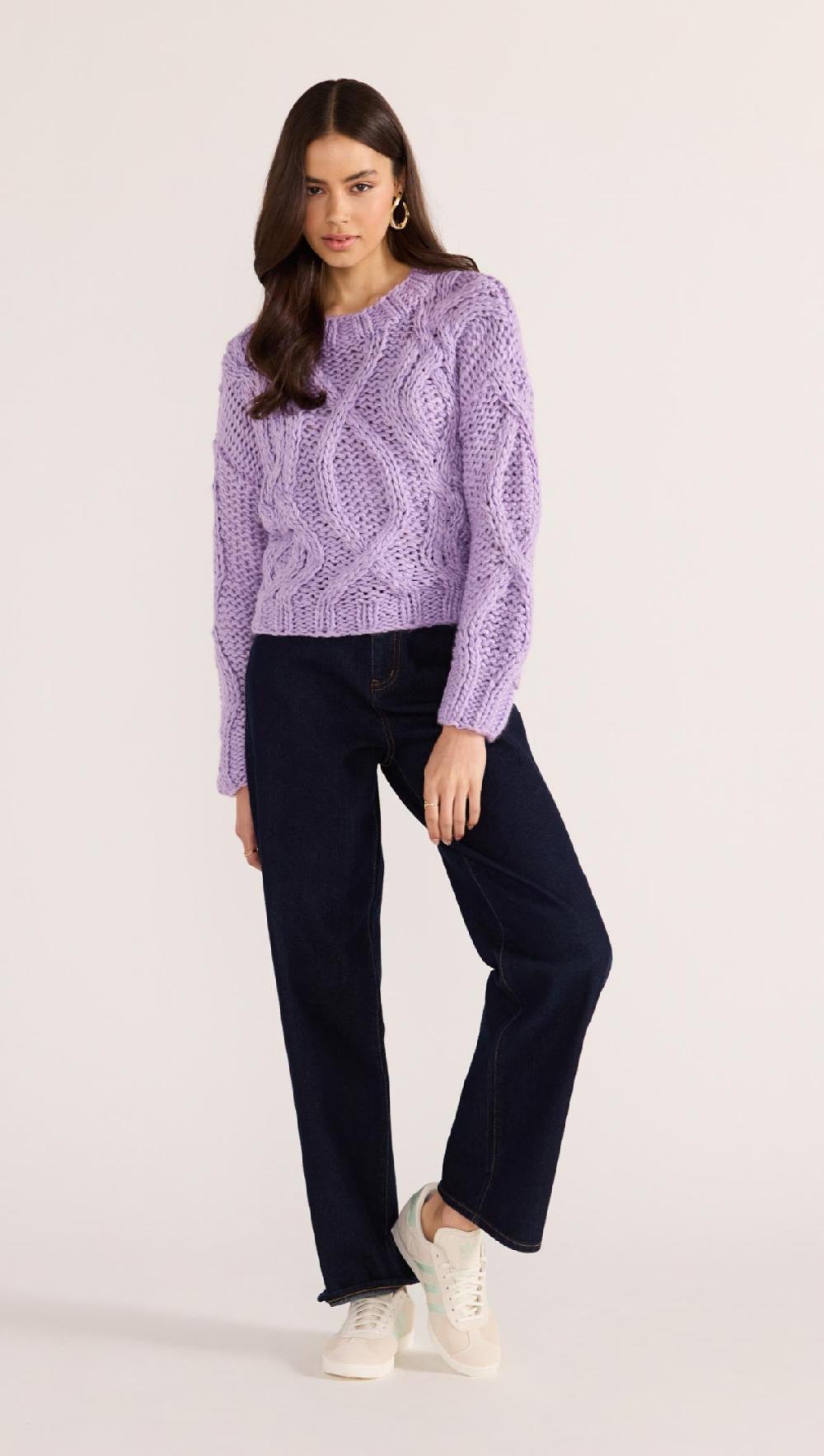 Minkpink Jennifer Cable Knit Jumper - Lilac