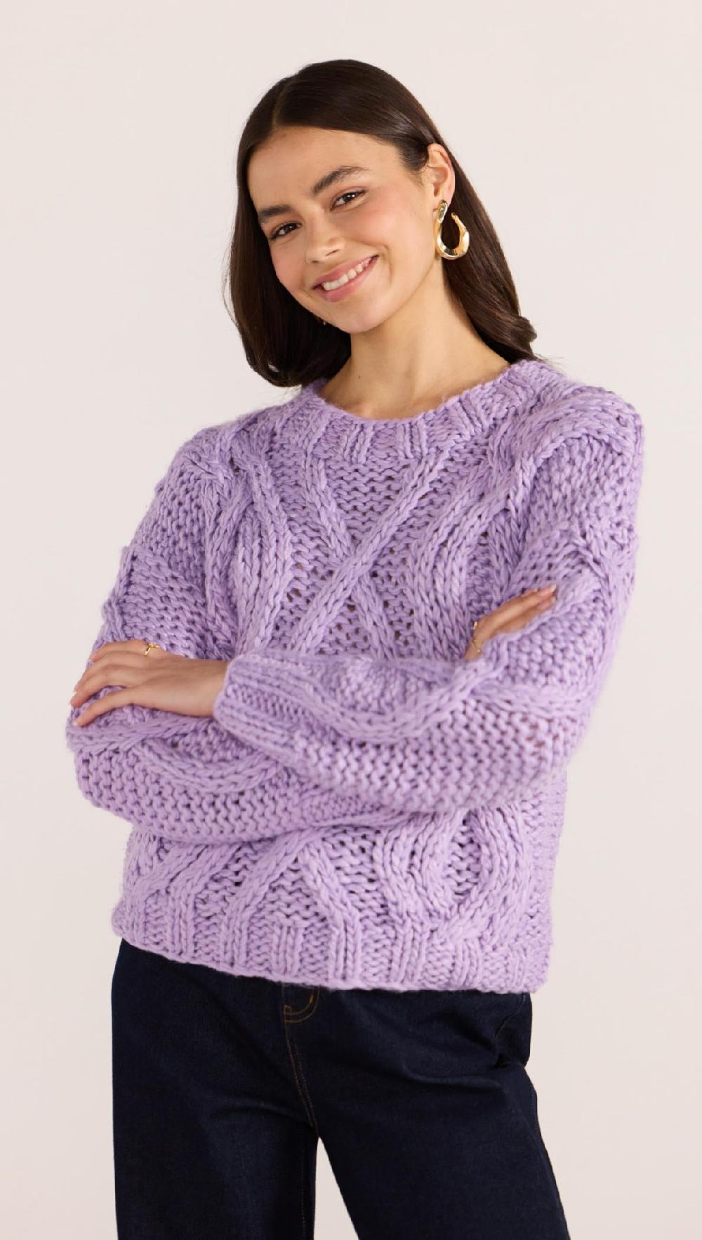 minkpink Jennifer Cable Knit Jumper - Lilac