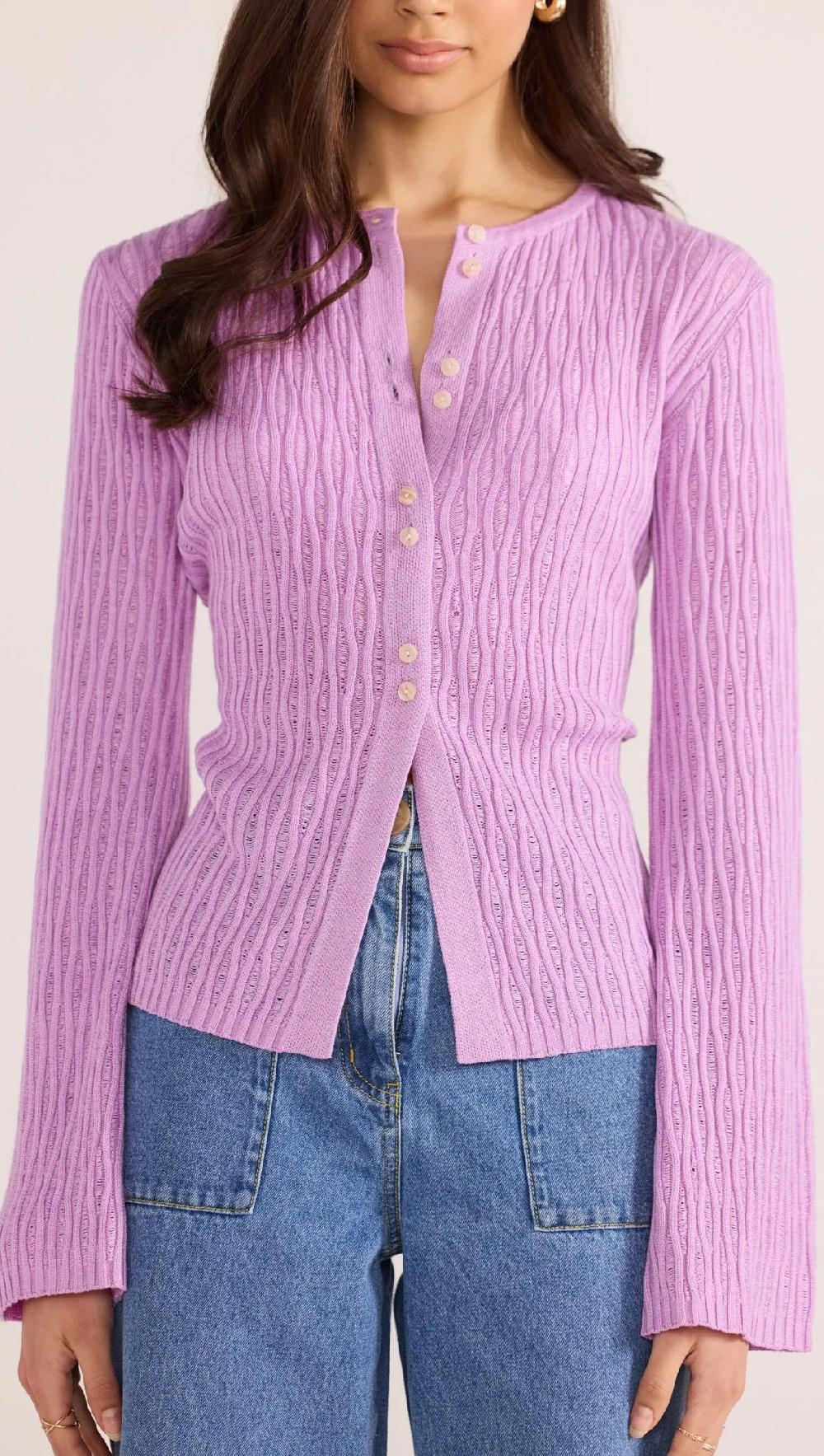 Minkpink Johnna Button Knit Top - Lilac