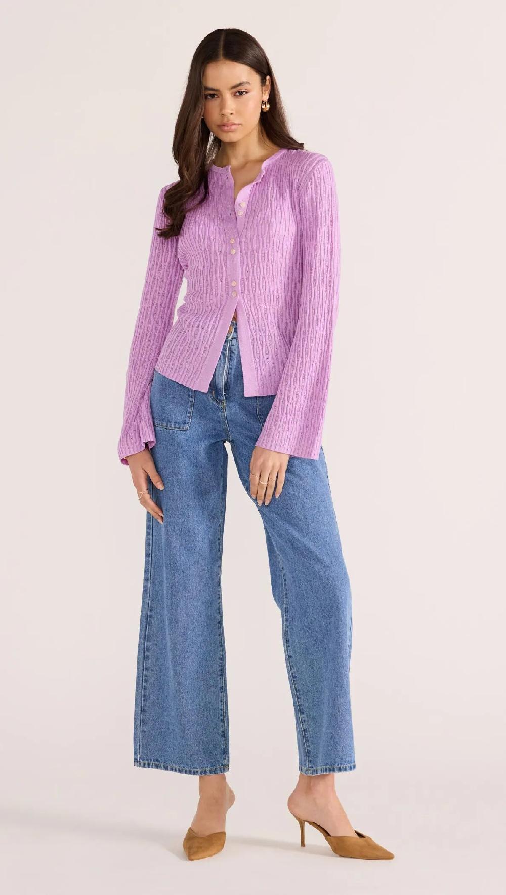 Minkpink Johnna Button Knit Top - Lilac