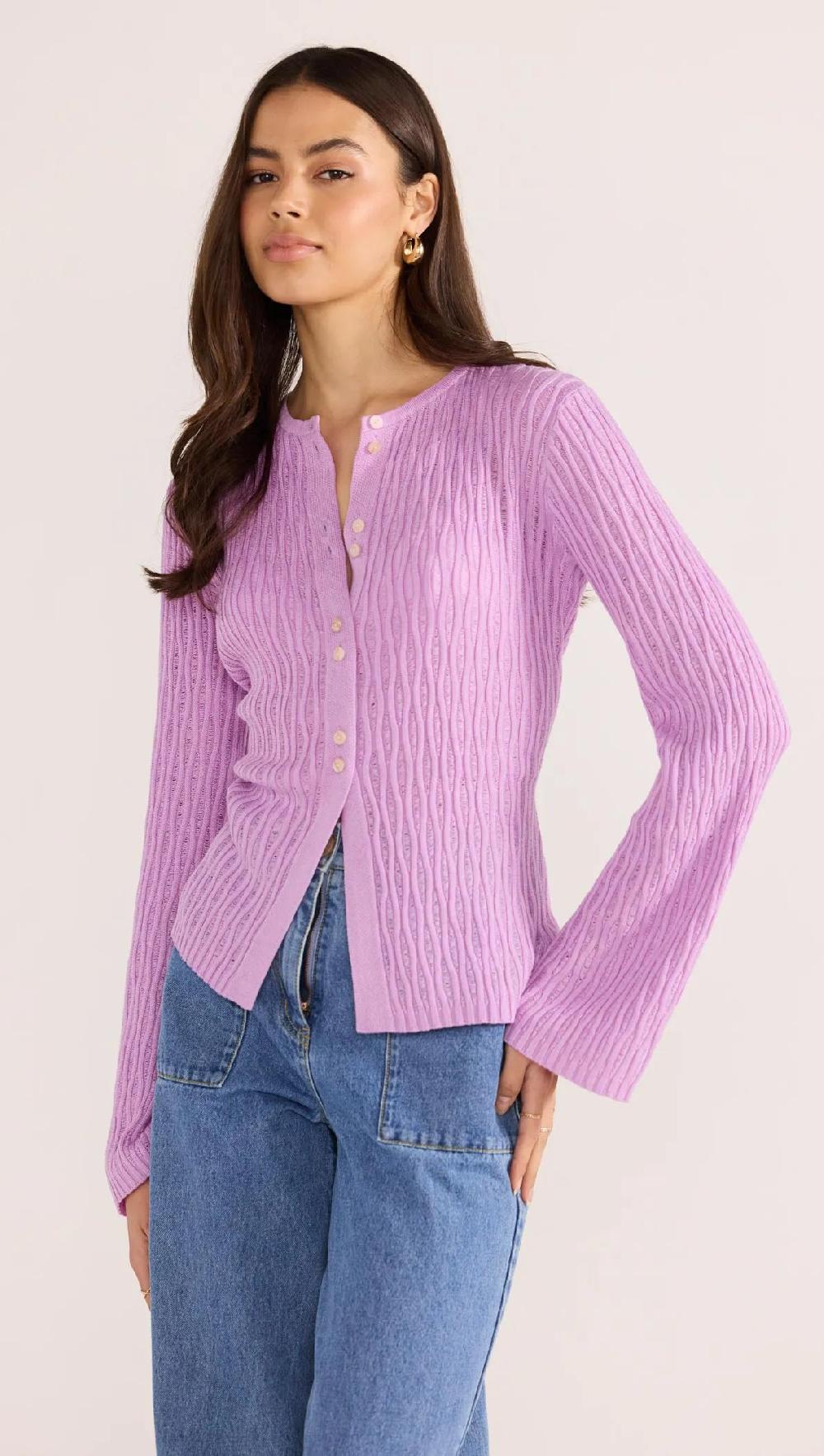 minkpink Johnna Button Knit Top - Lilac