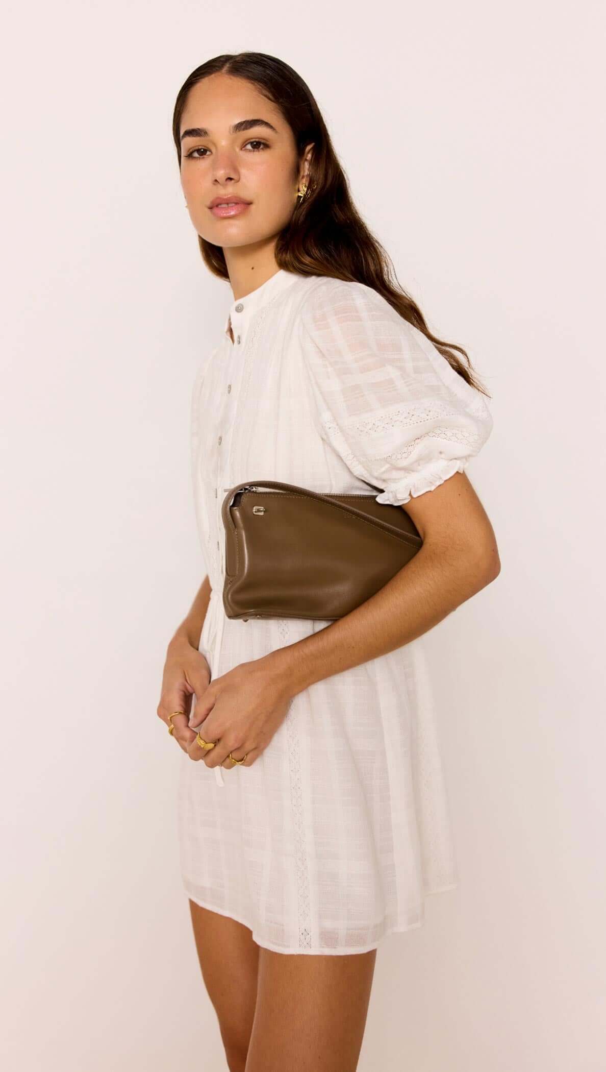 Minkpink Lace Detail White Cotton Mini Dress