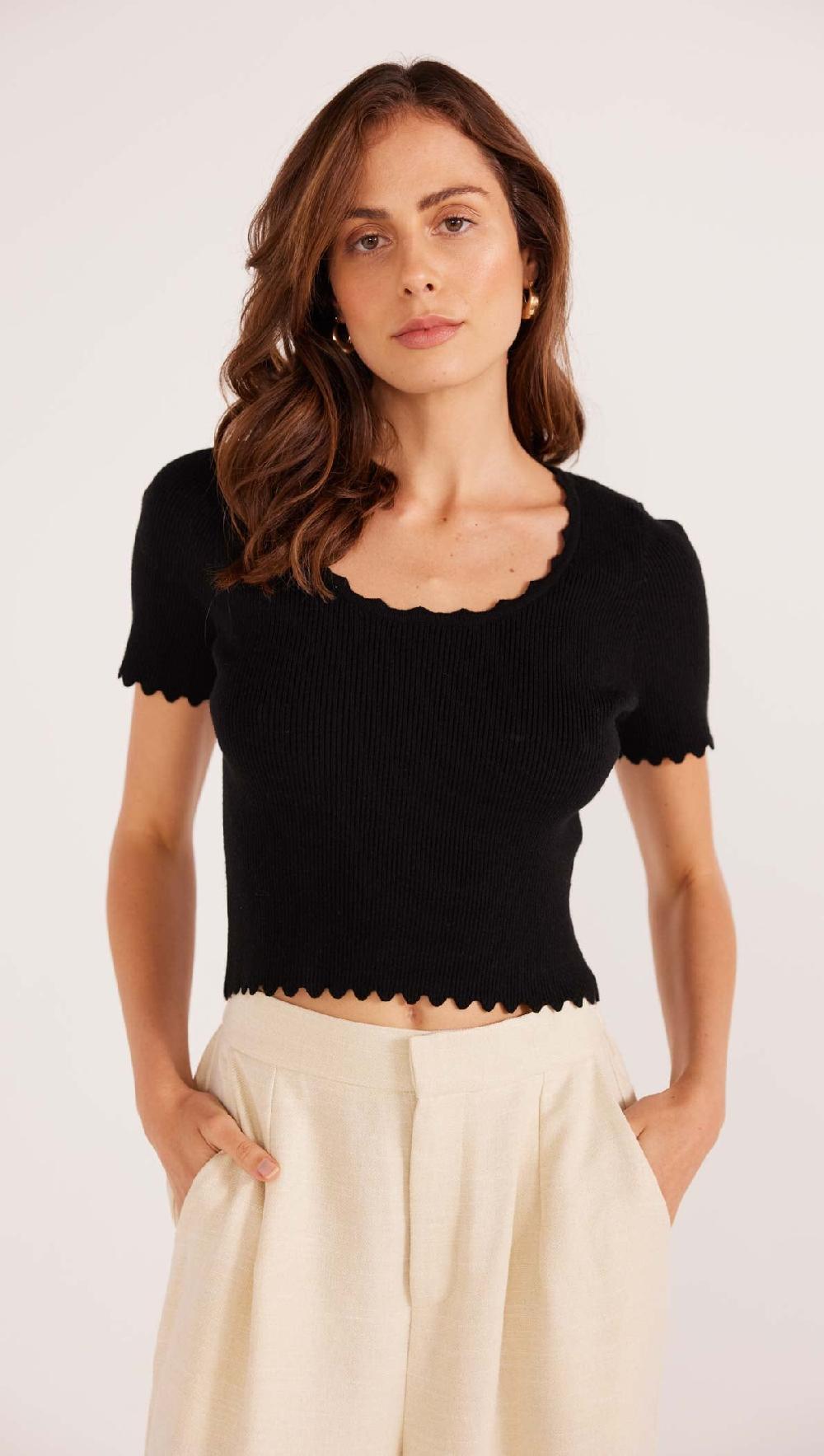 Minkpink Laura Scallop Knit Tee - Final Sale