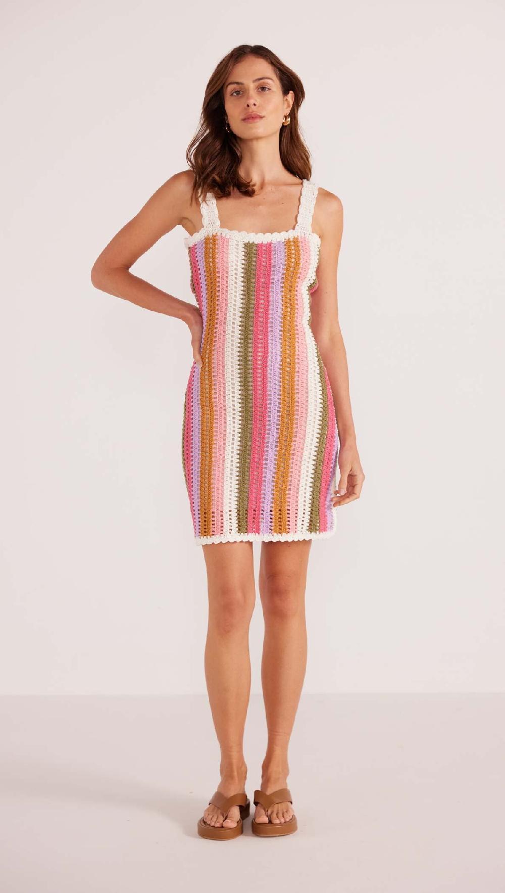 Minkpink Lito Stripe Crochet Mini Dress - Final Sale