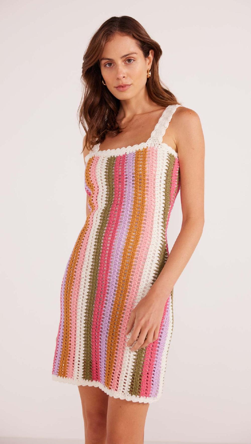 minkpink Lito Stripe Crochet Mini Dress - Final Sale