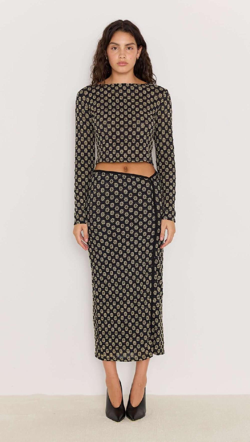 Minkpink Luca Stretch Lace Skirt - Black/Cream