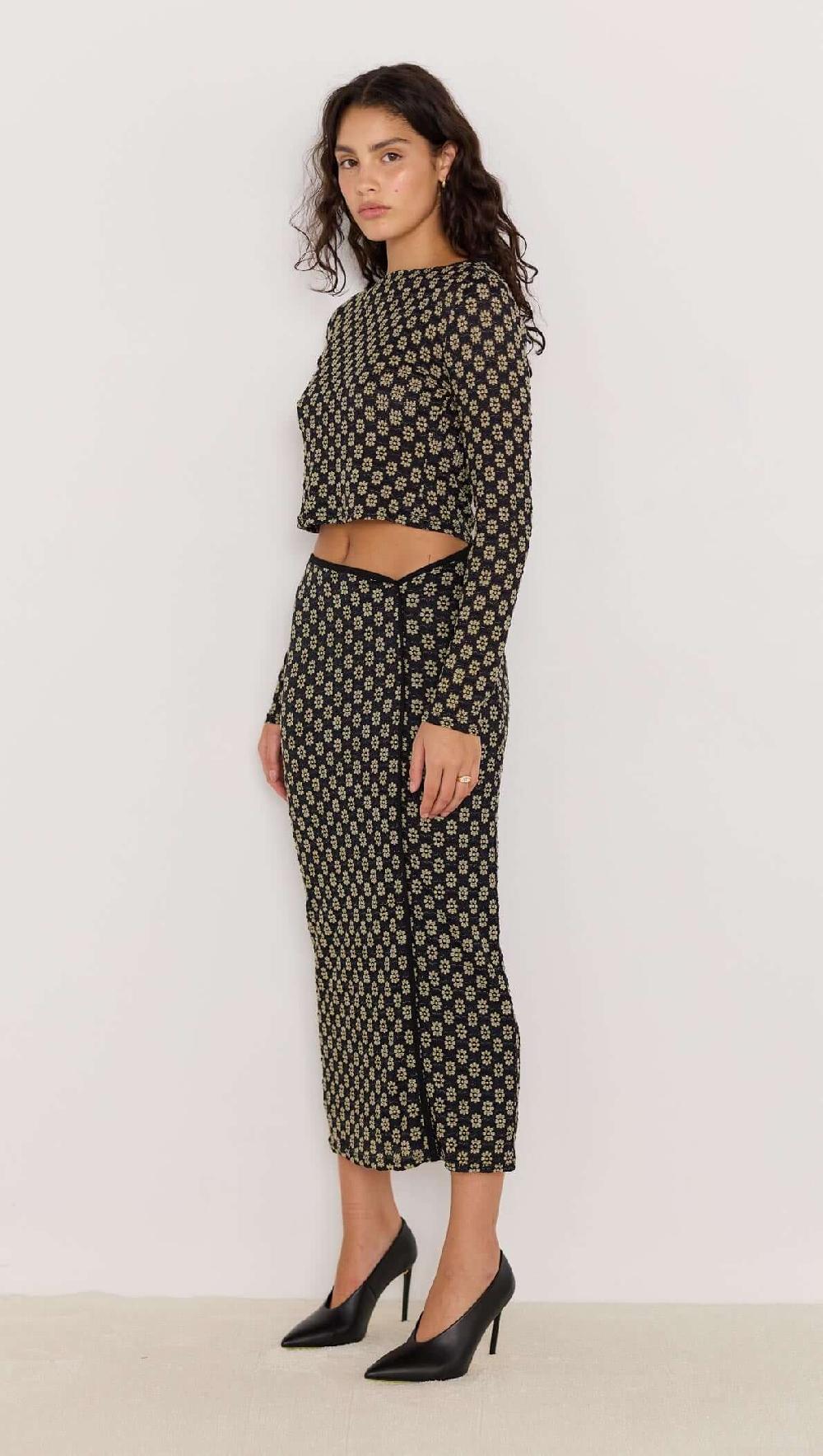 Minkpink Luca Stretch Lace Skirt - Black/Cream