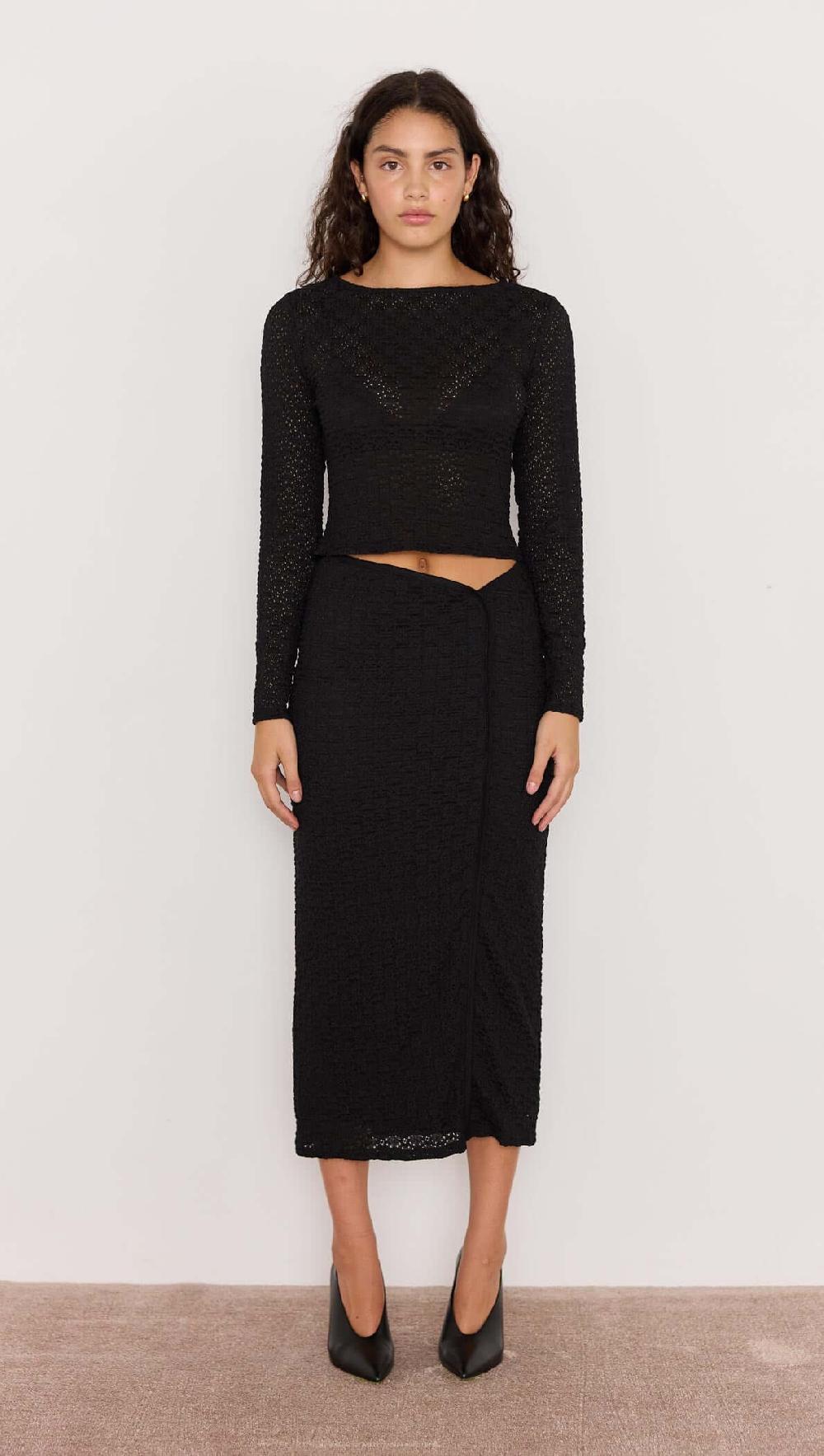 minkpink Luca Stretch Lace Skirt - Black