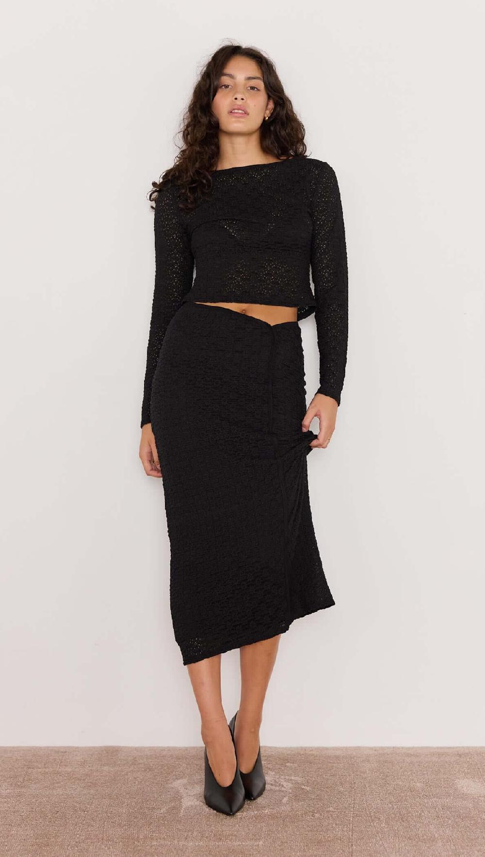 minkpink Luca Stretch Lace Top - Black