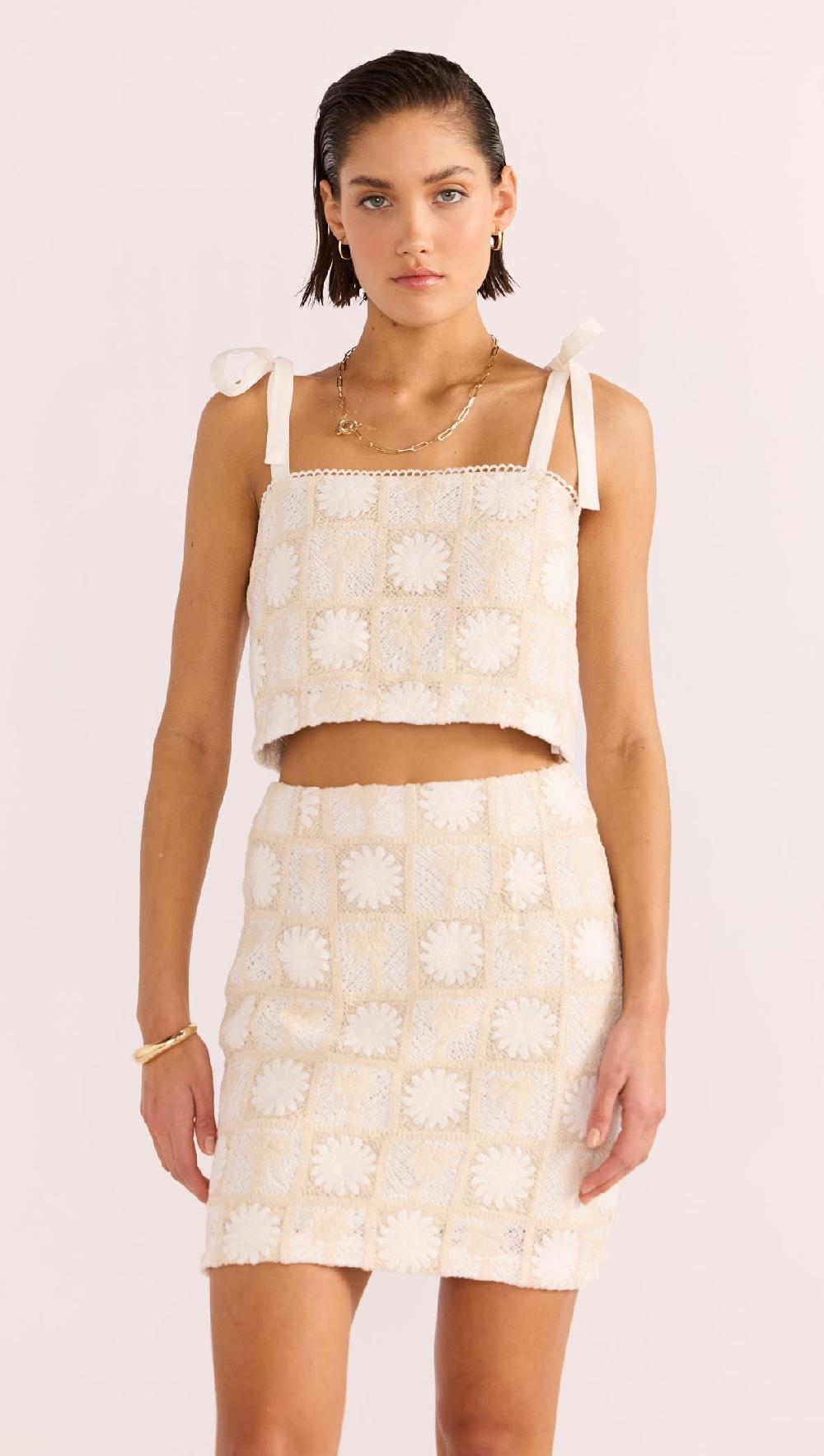 minkpink Lyria Palm Lace Crop Top