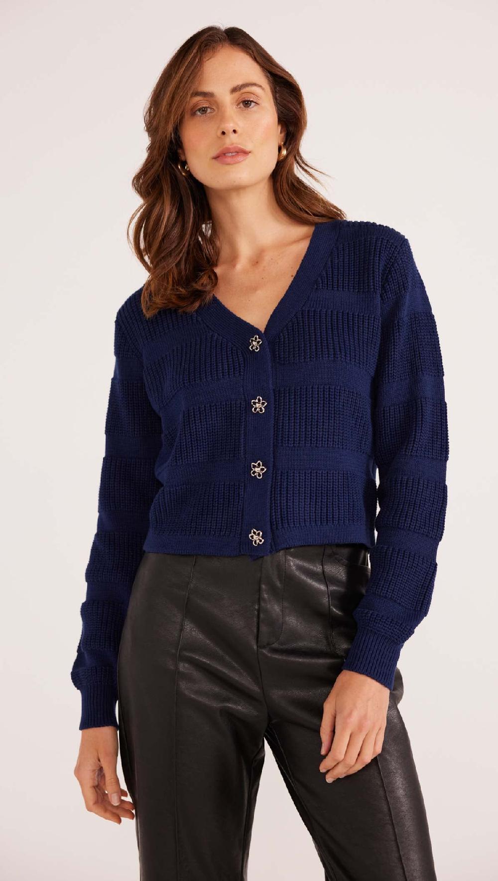 minkpink Macy Stripe Rib Knit Cardigan - Final Sale
