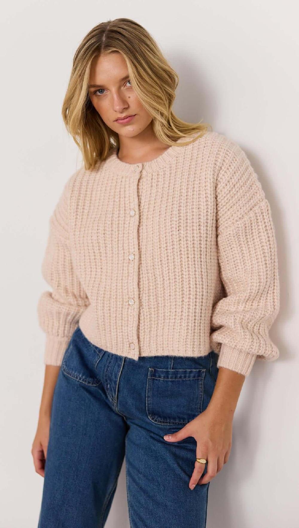 minkpink Marlo Chunky Cardigan - Blush Pink