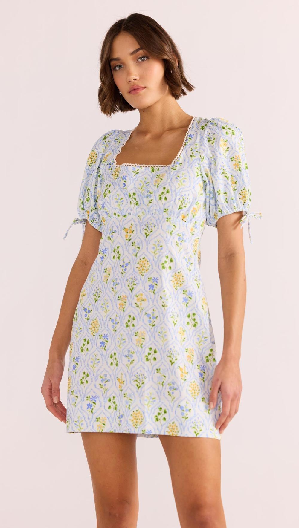 minkpink Meadow Puff Sleeve Mini Dress