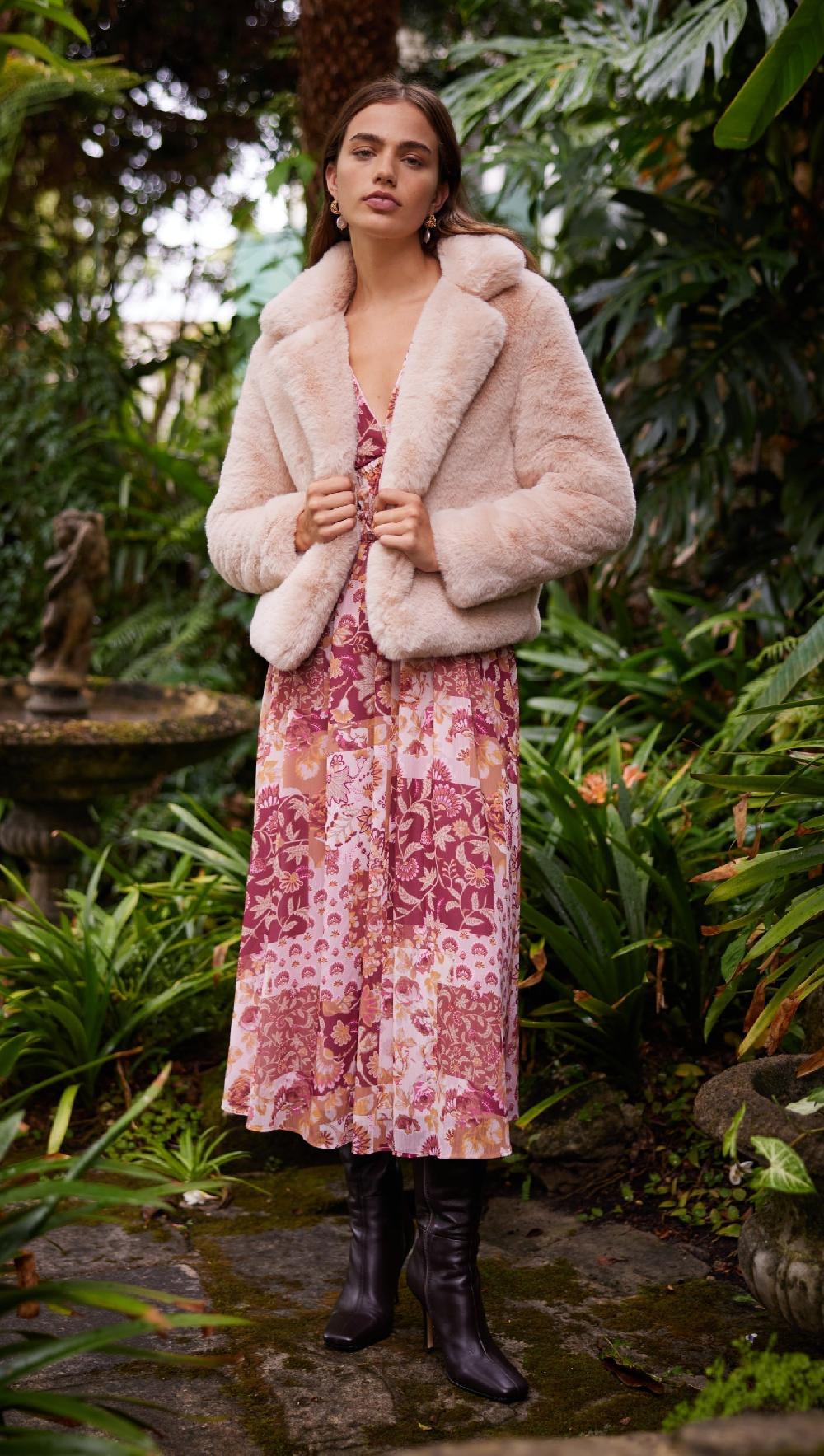 Minkpink Naomi Faux Fur Jacket Oatmeal - Final Sale