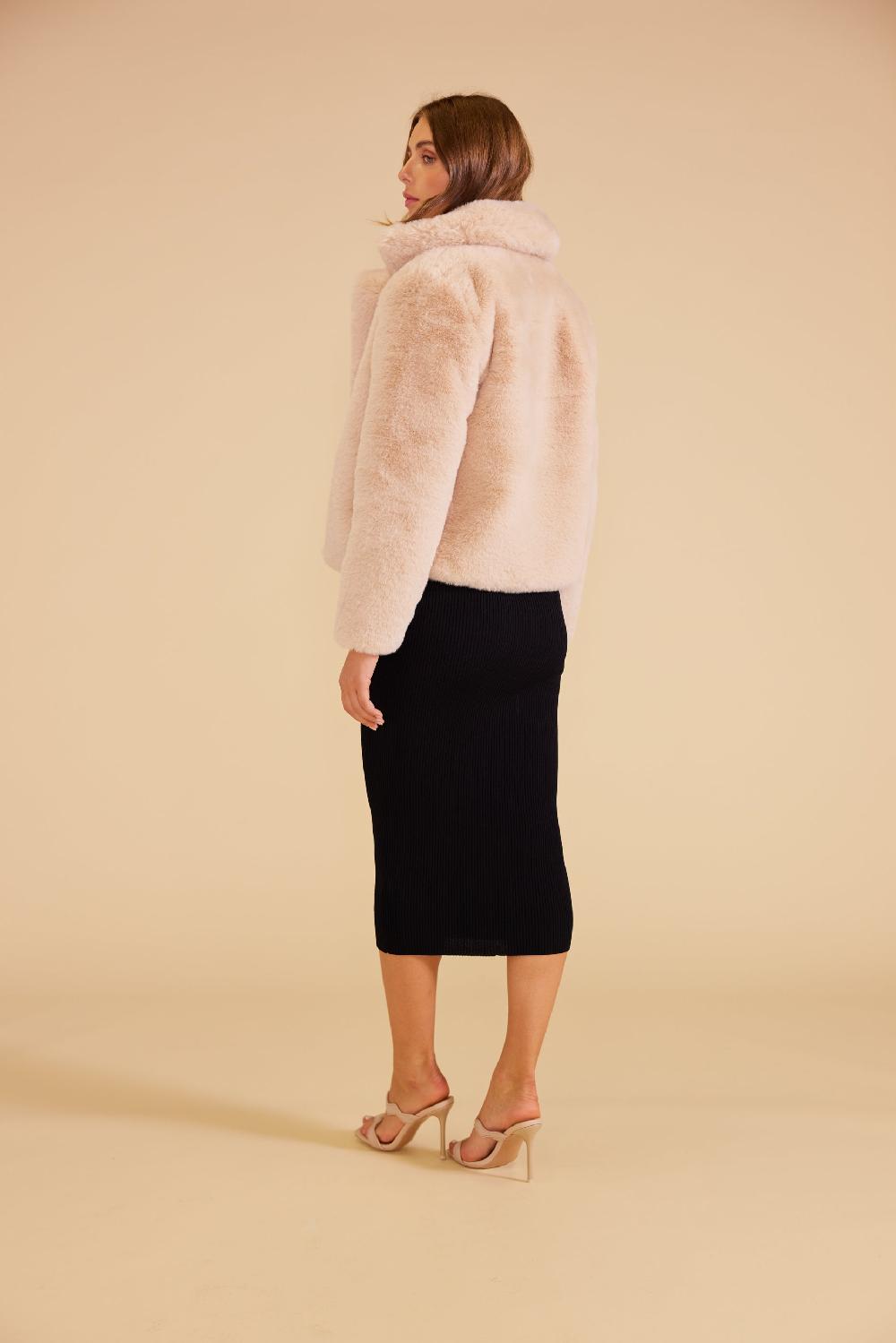 Minkpink Naomi Faux Fur Jacket Oatmeal - Final Sale