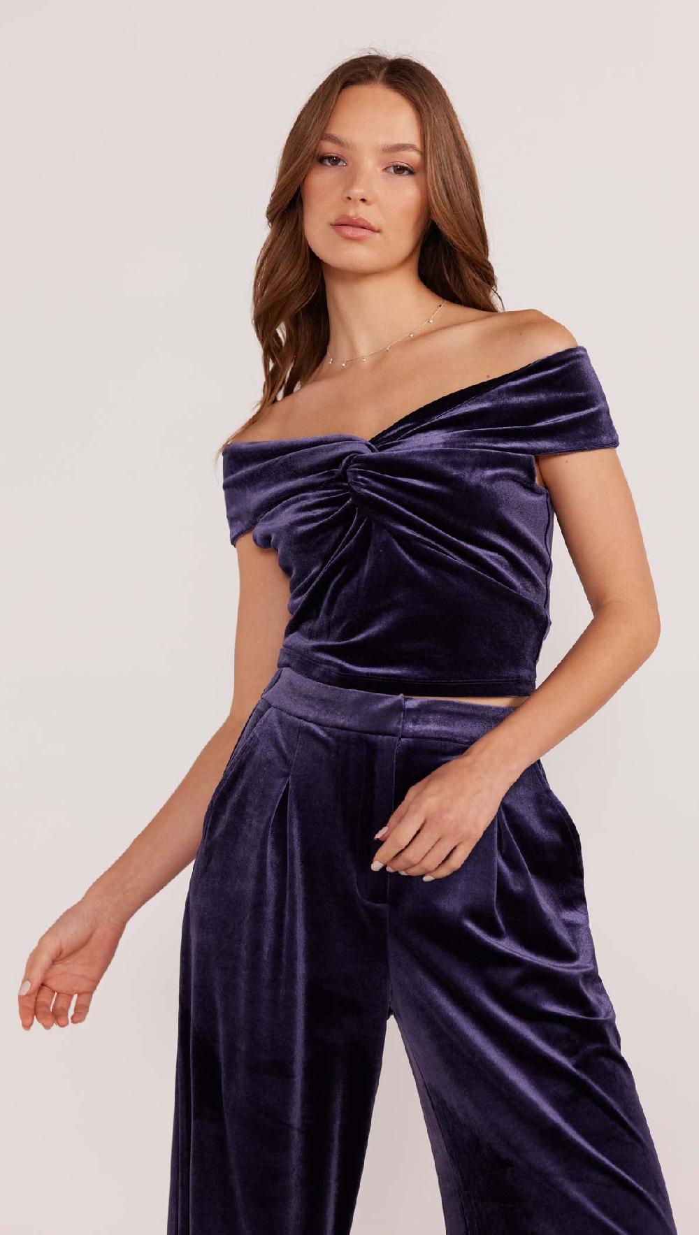 Minkpink Nisha Velvet Off Shoulder Top - Final Sale