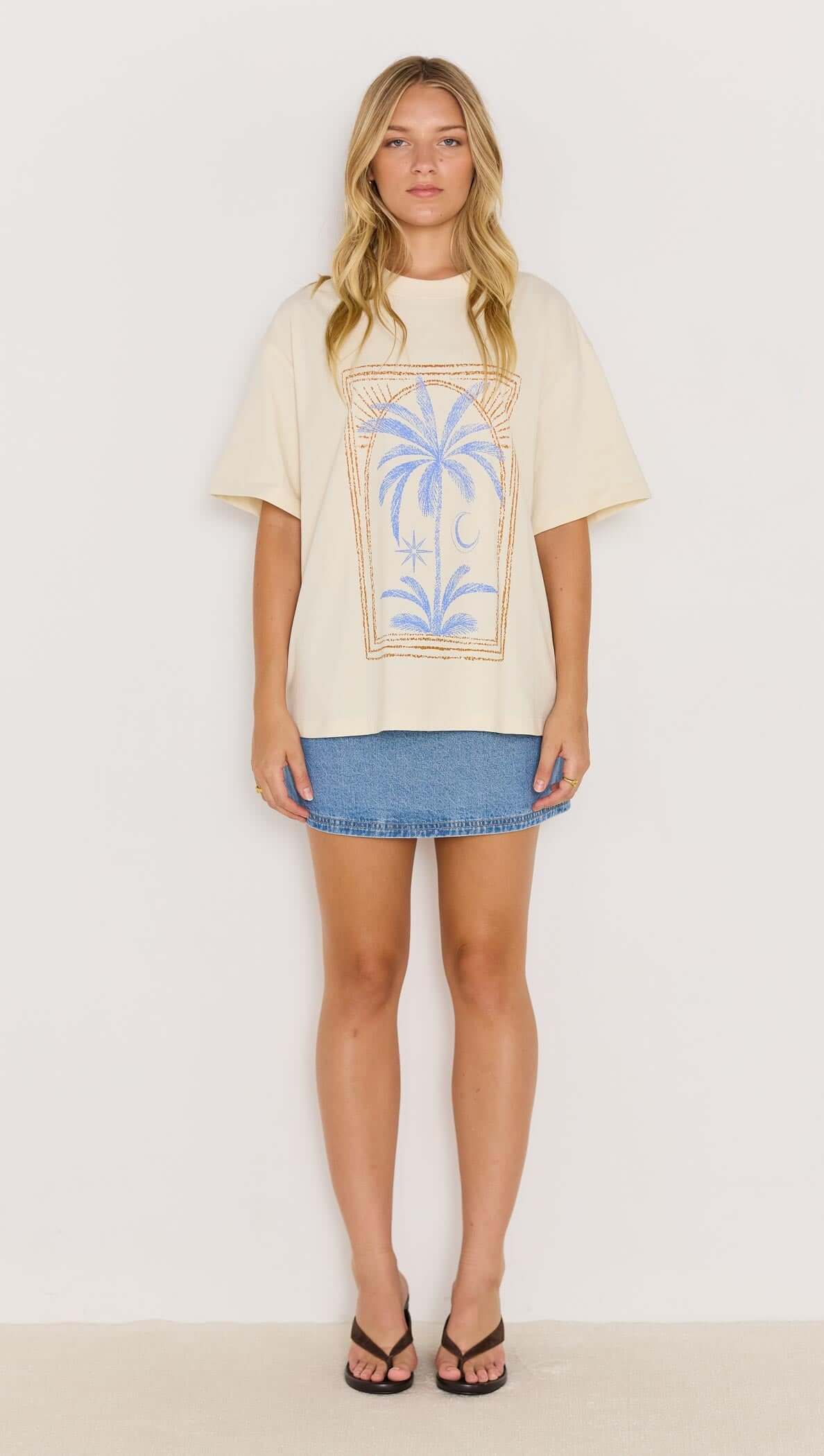 Minkpink Palm Print Cotton Oversize T-Shirt