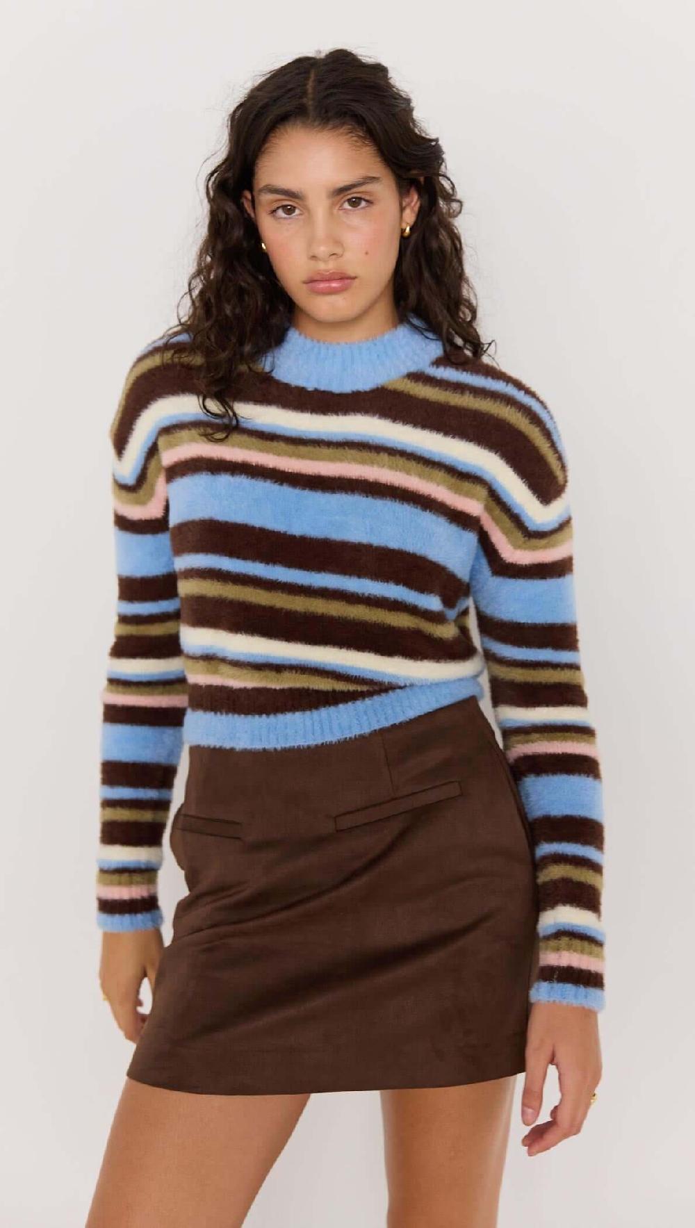 minkpink Poet Fluffy Stripe Sweater