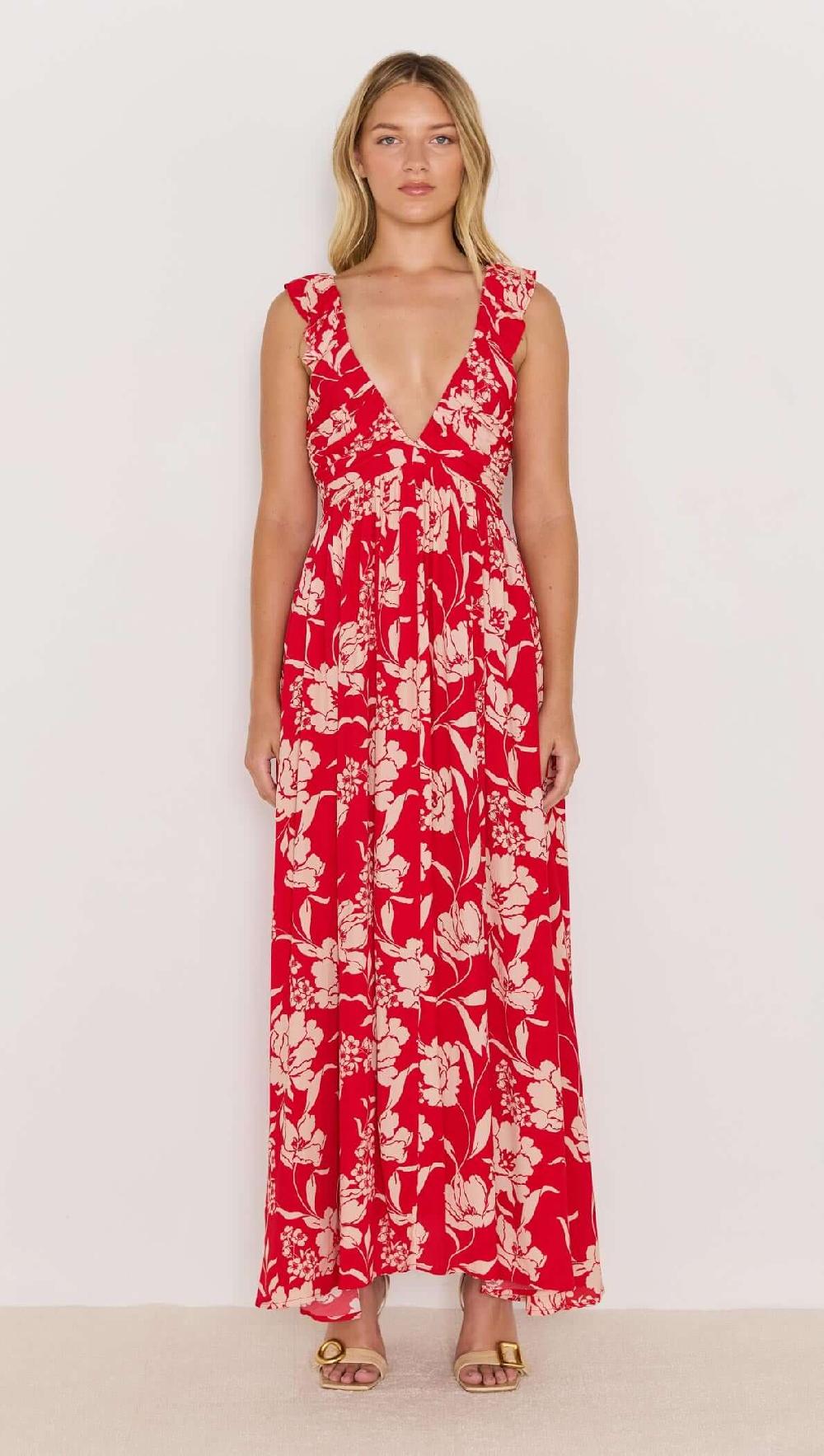 minkpink Poppy Maxi Dress - Red