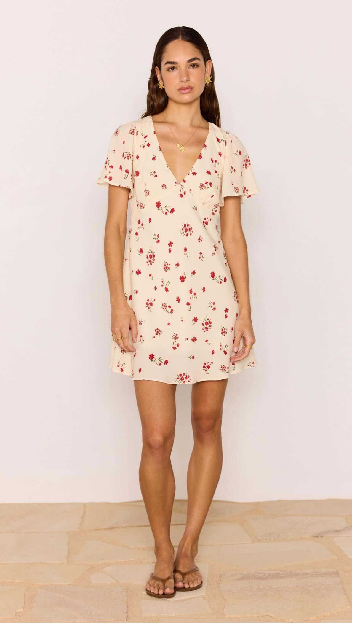 Minkpink Red & Cream Floral Mini Dress