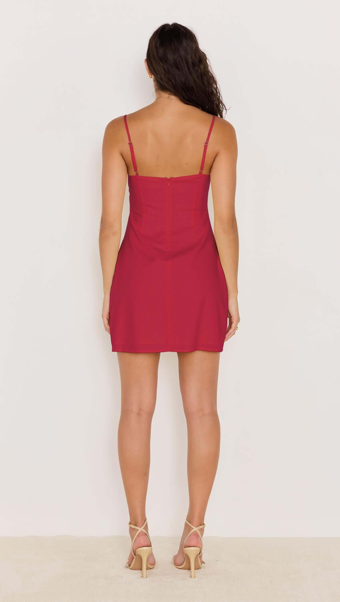 Minkpink Red Linen Mini Dress With Bead Detail