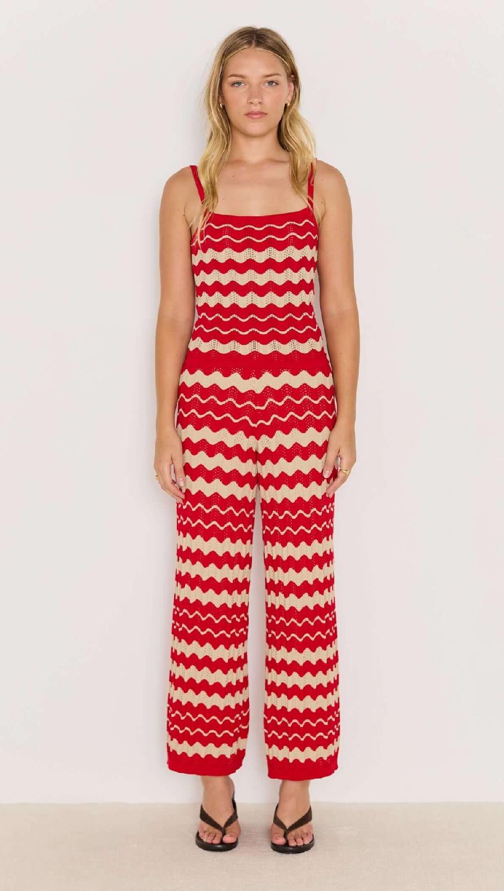 minkpink Red & White Stripe Knit Pants