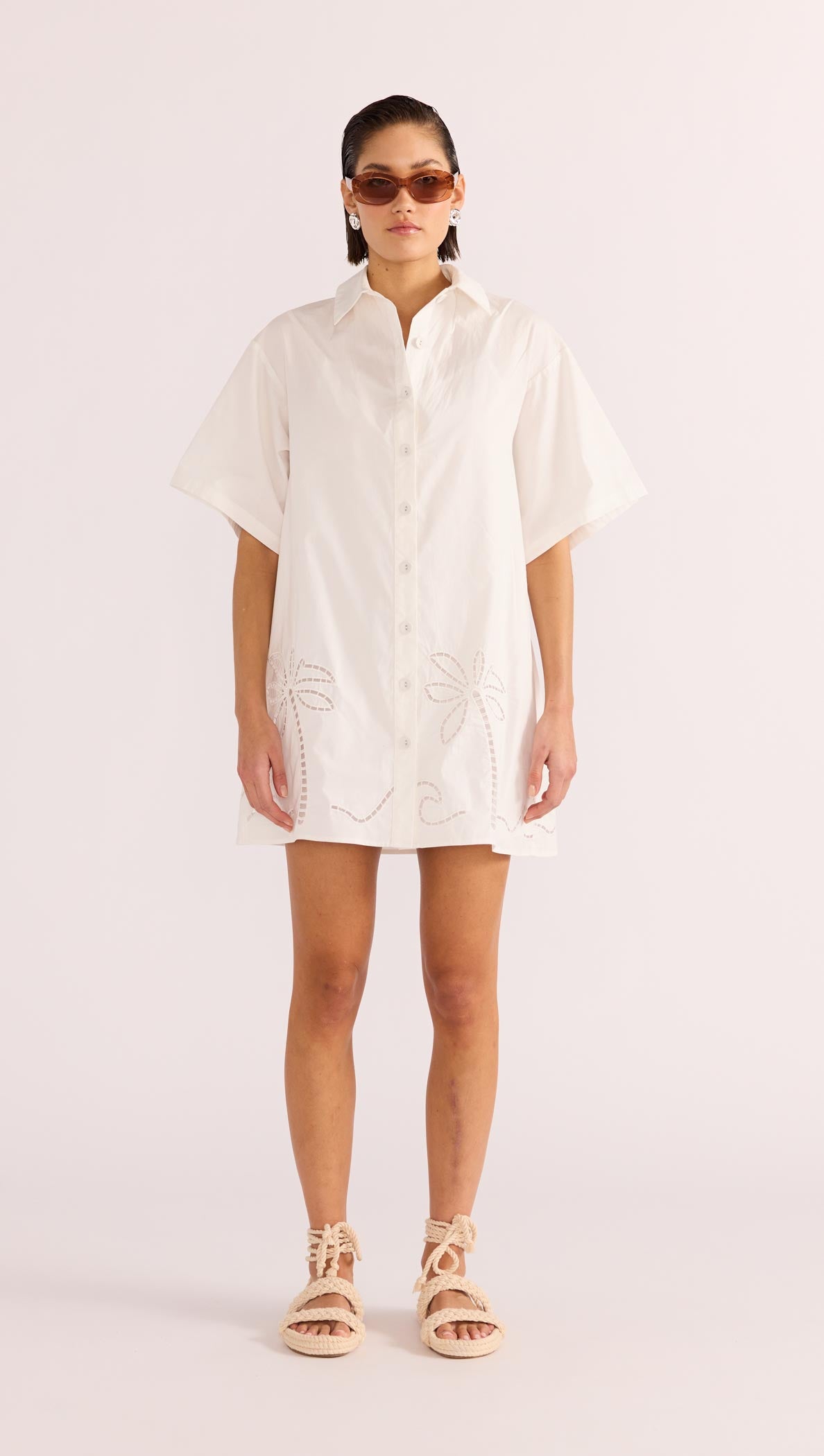 Minkpink Romina Broderie Shirt Dress