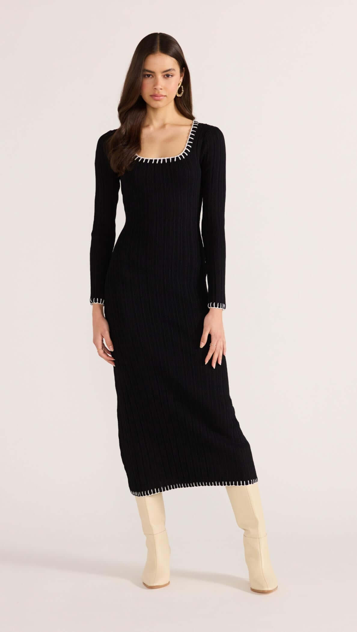 minkpink Sana Blanket Stitch Knit Dress