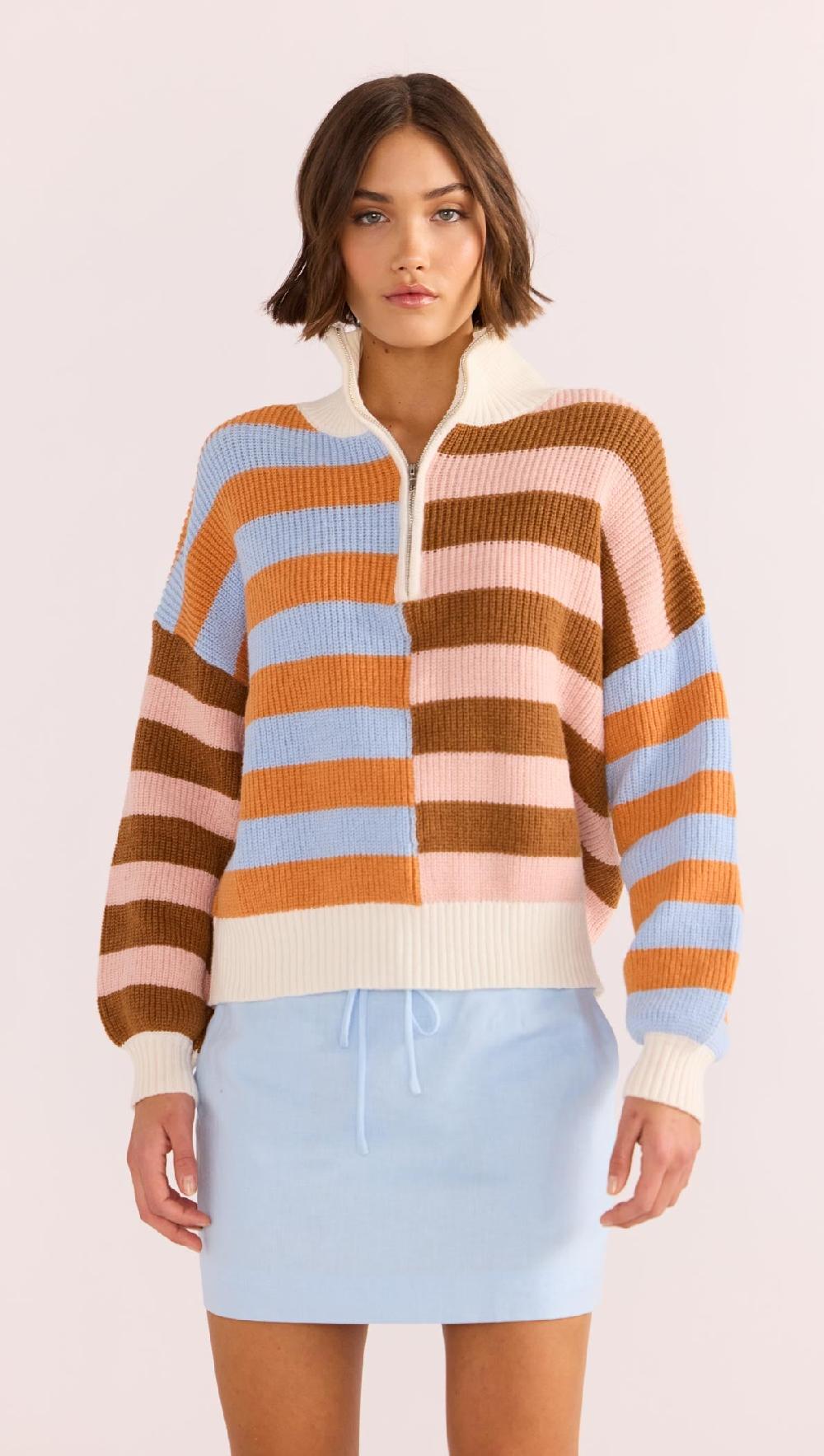 Minkpink Skye Splice Stripe Sweater