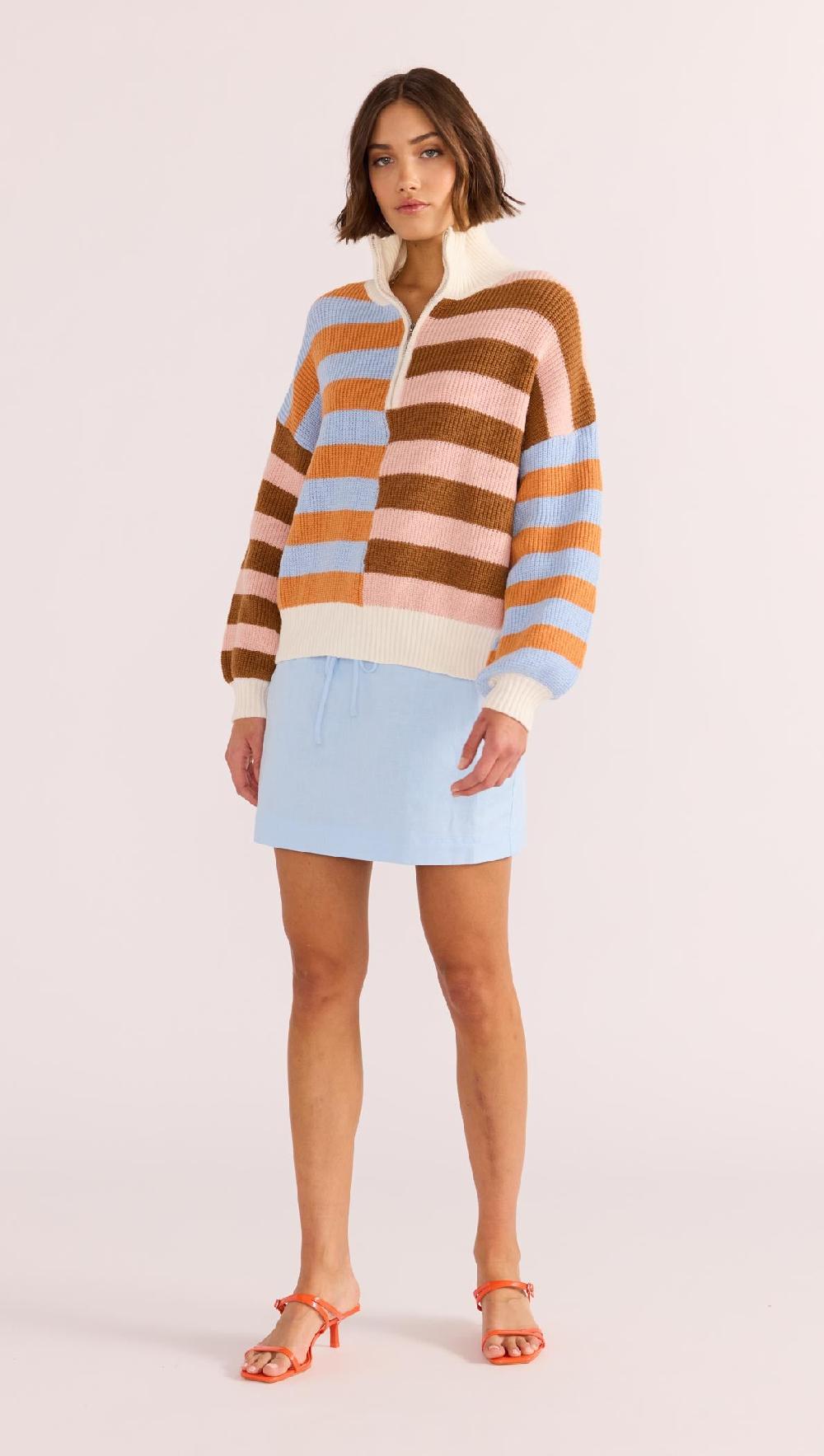 Minkpink Skye Splice Stripe Sweater